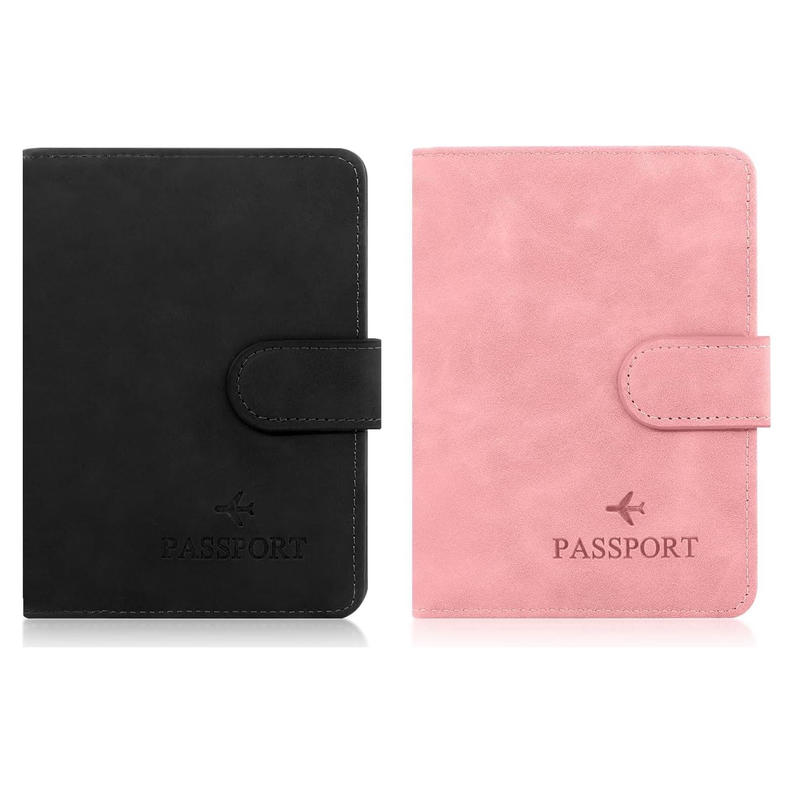 Portapasaportes RFID Molishan Rosa y Negro para Viaje