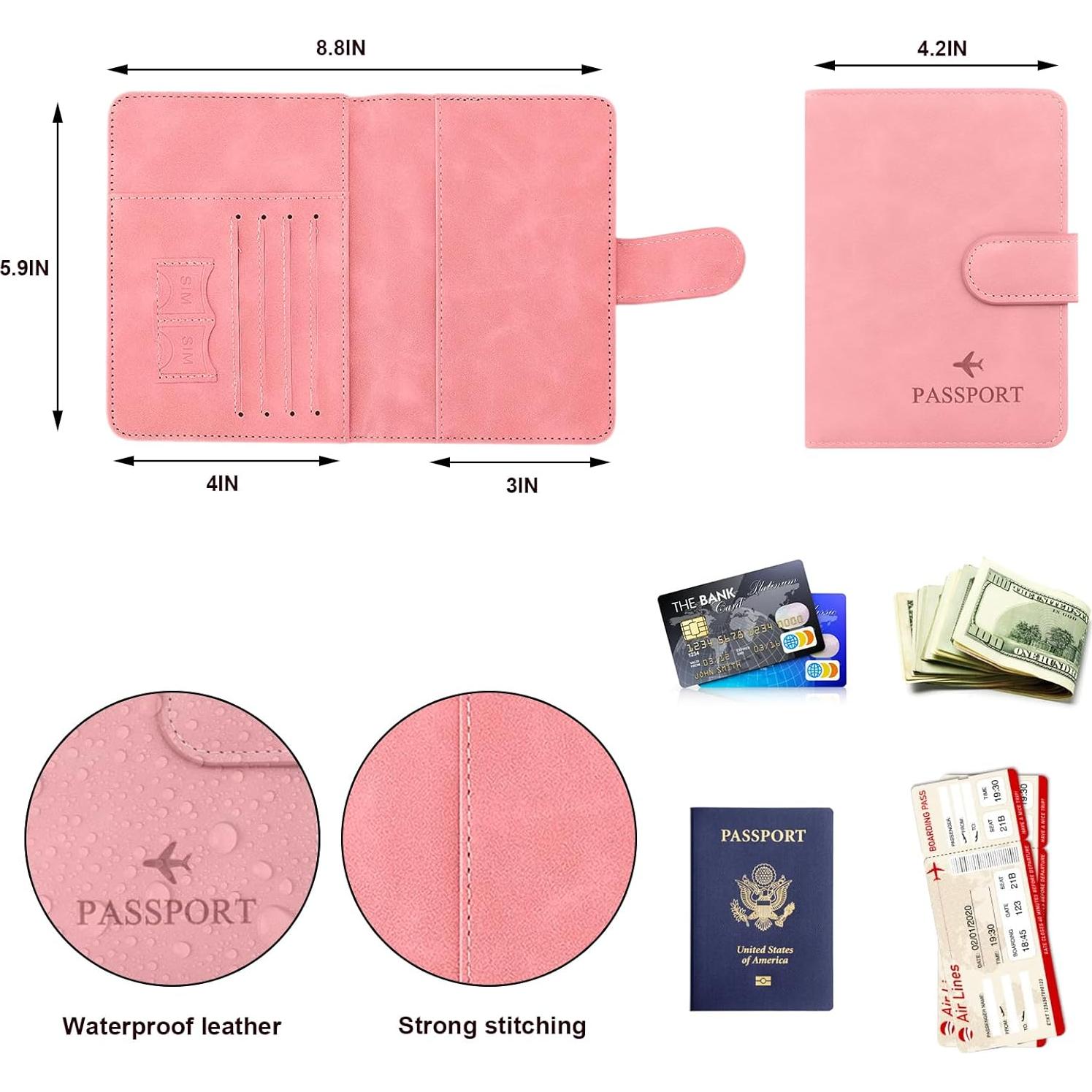 Portapasaportes RFID Molishan Rosa y Negro para Viaje