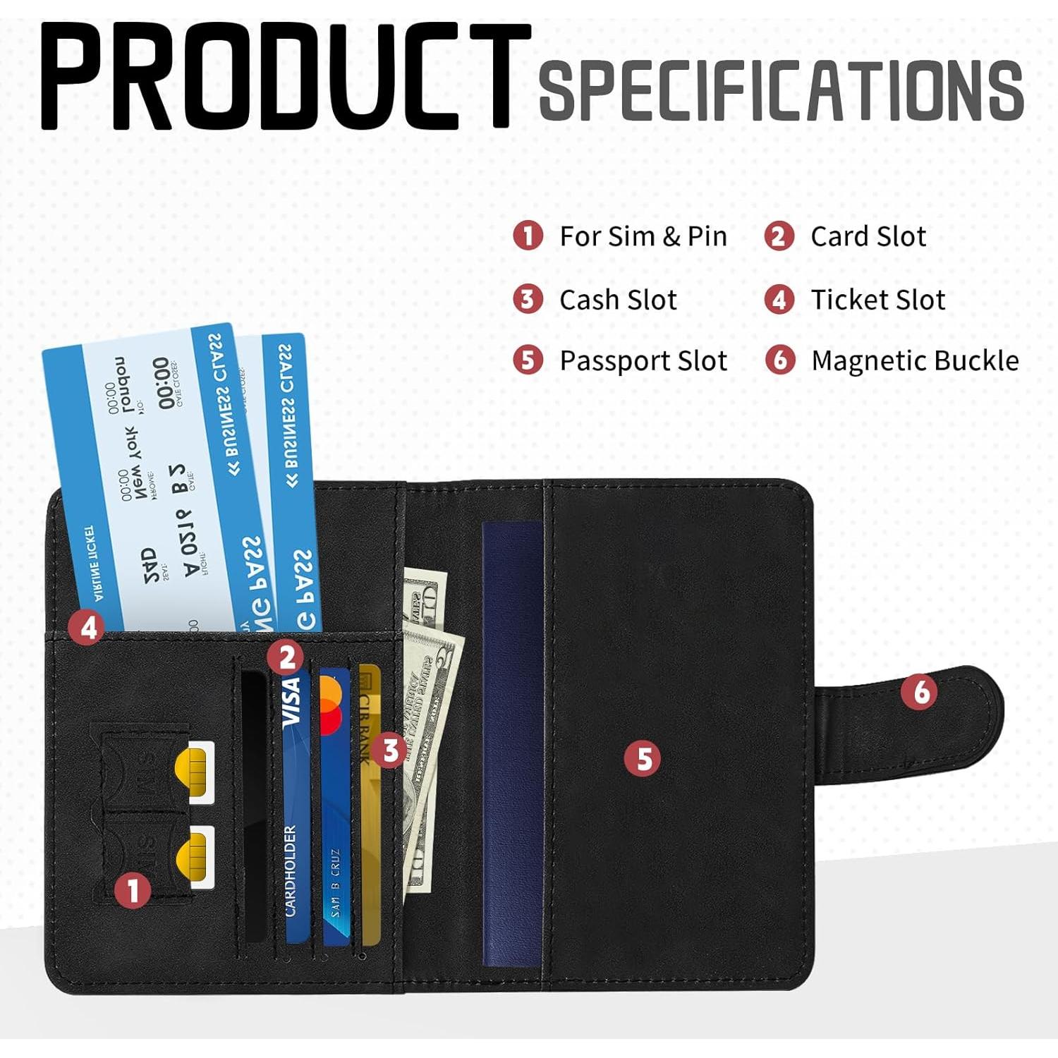 Portapasaportes RFID Molishan Rosa y Negro para Viaje