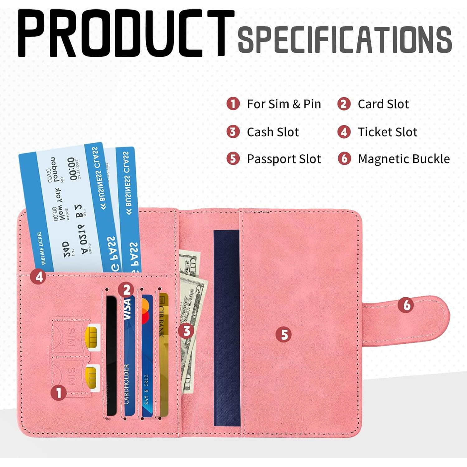 Portapasaportes RFID Molishan Rosa y Negro para Viaje