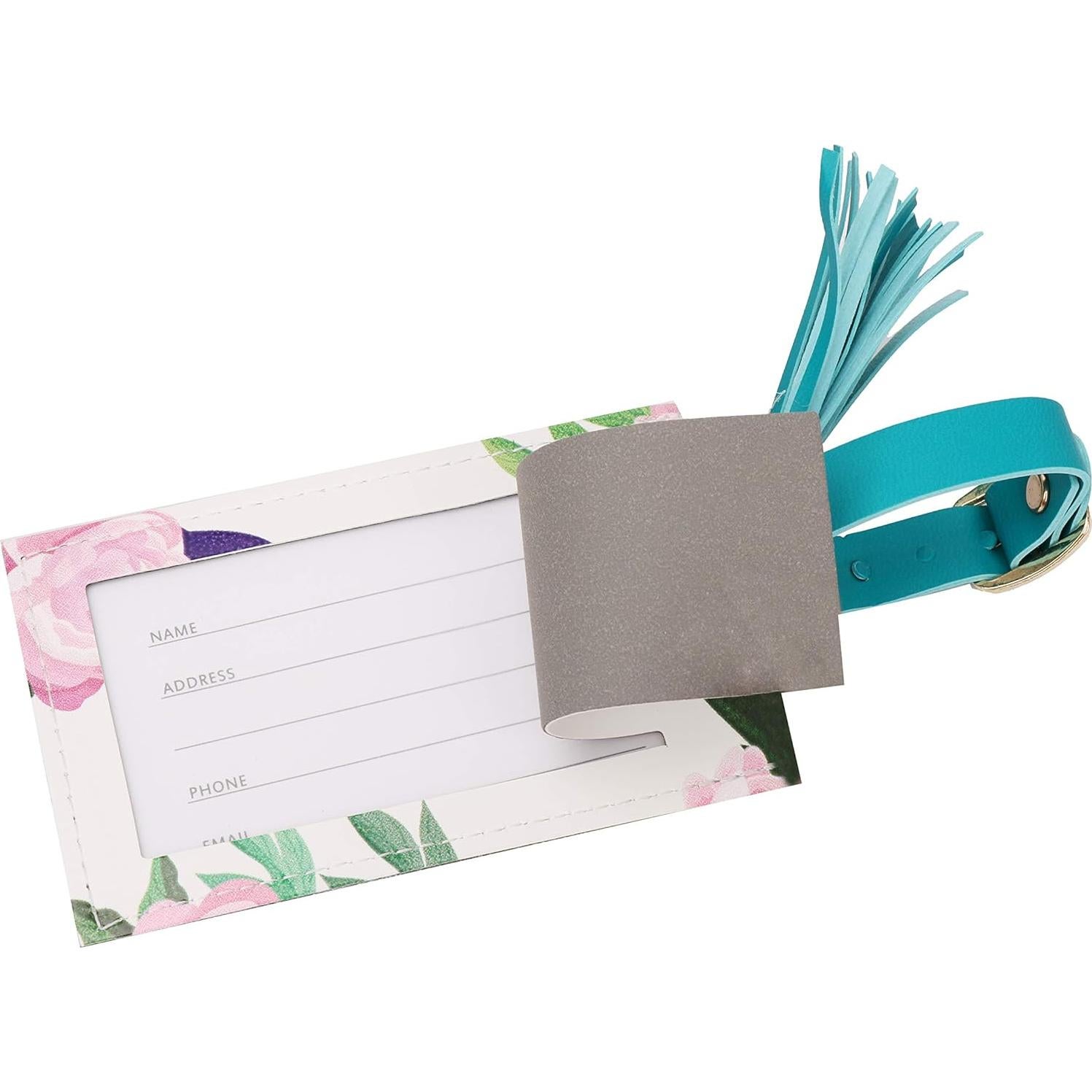 Set de Etiqueta de Equipaje y Funda para Pasaporte Grature Floral Azul