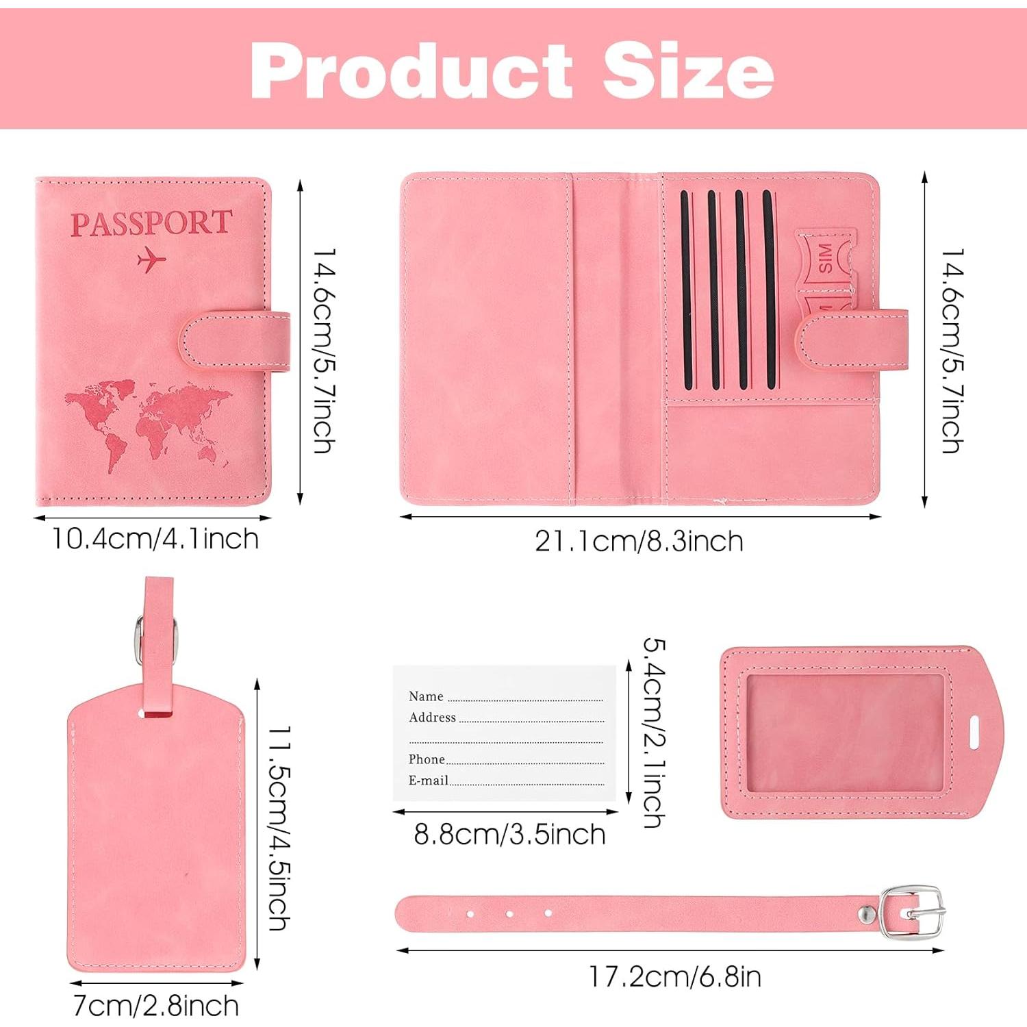 Portapasaportes RFID MBAIYO Rosa con Etiqueta de Equipaje