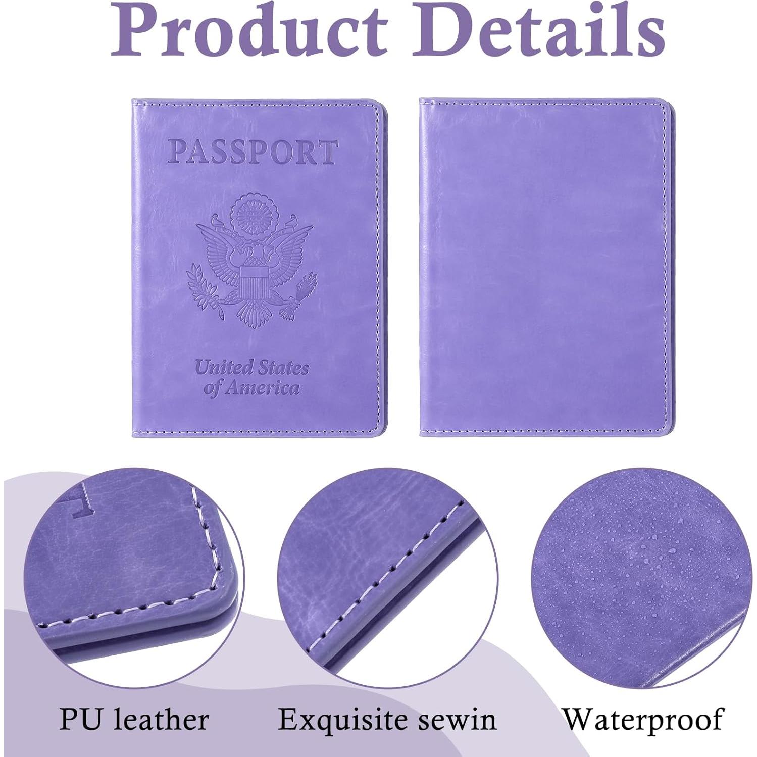 2 Fundas para Pasaporte Impermeables AOZUO - Azul y Púrpura