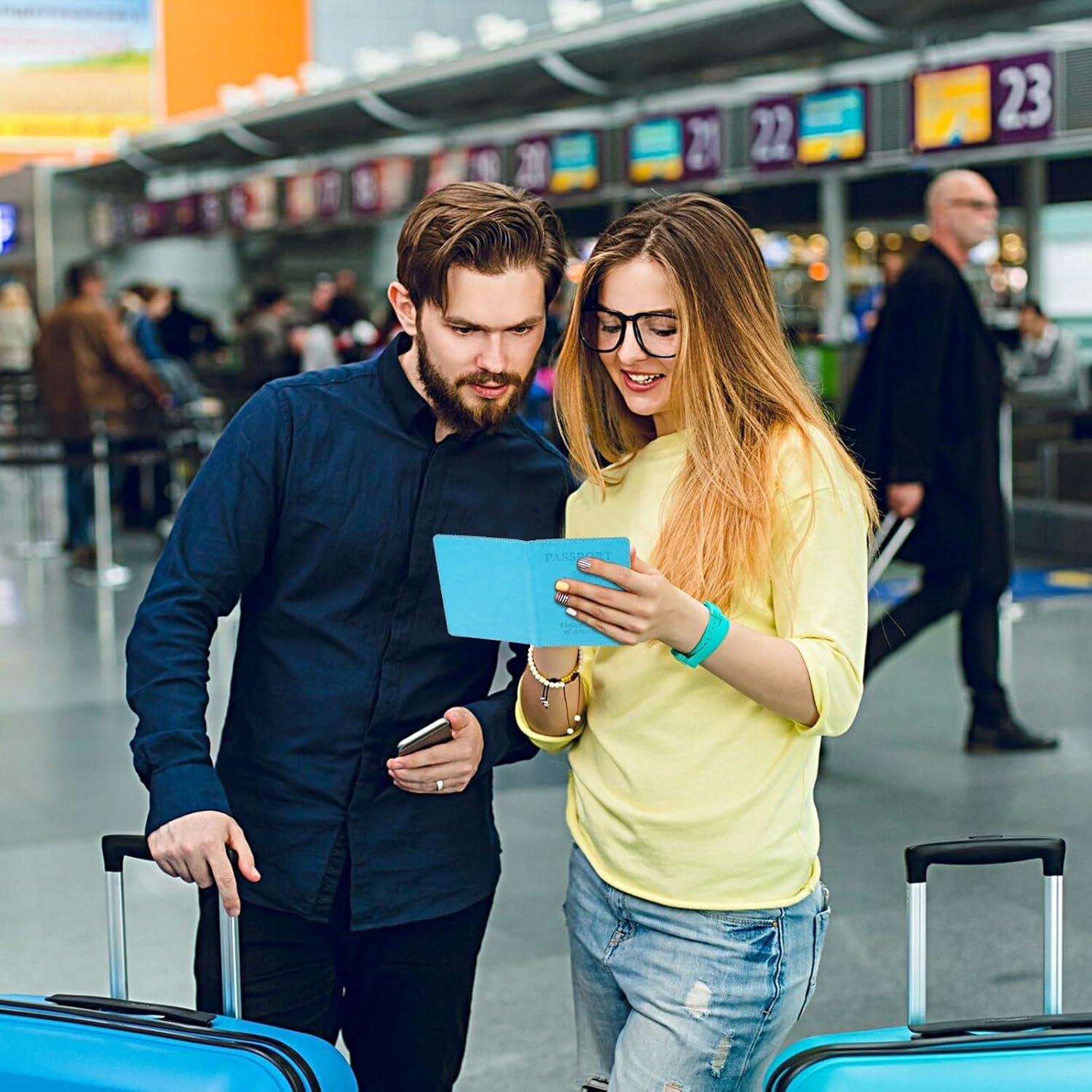 2 Fundas para Pasaporte Impermeables AOZUO - Azul y Púrpura