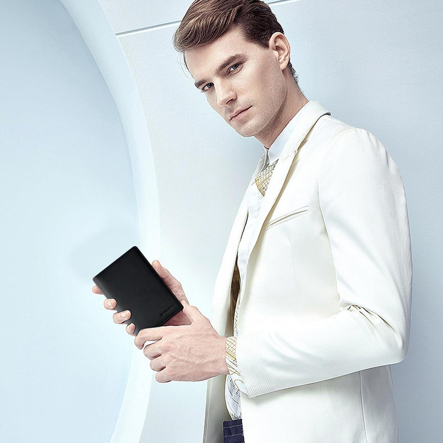 Funda de Pasaporte de Cuero Genuino Baphity con RFID - Negro