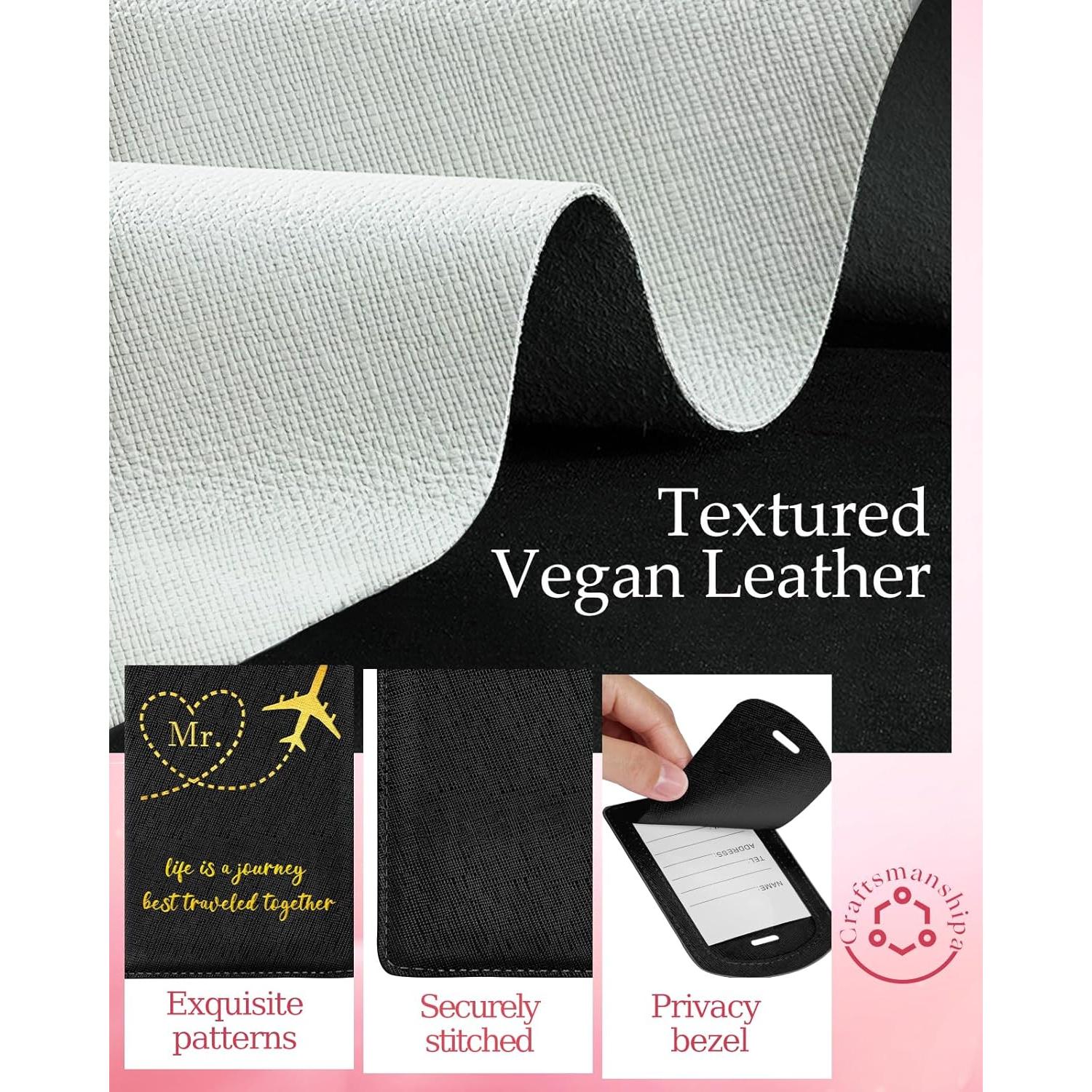 Estuche de Pasaporte Slohif Sr. y Sra. Cuero Vegano Rosa Negro