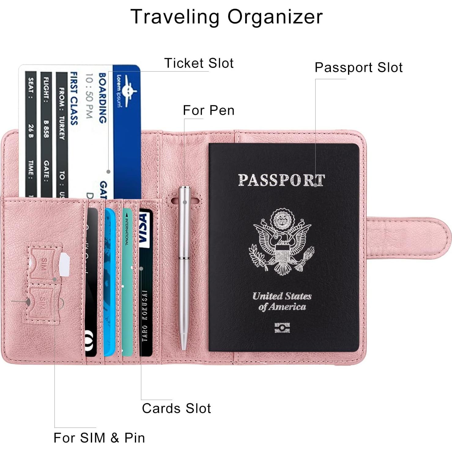 Funda de Pasaporte WALNEW RFID con Hebilla Magnética