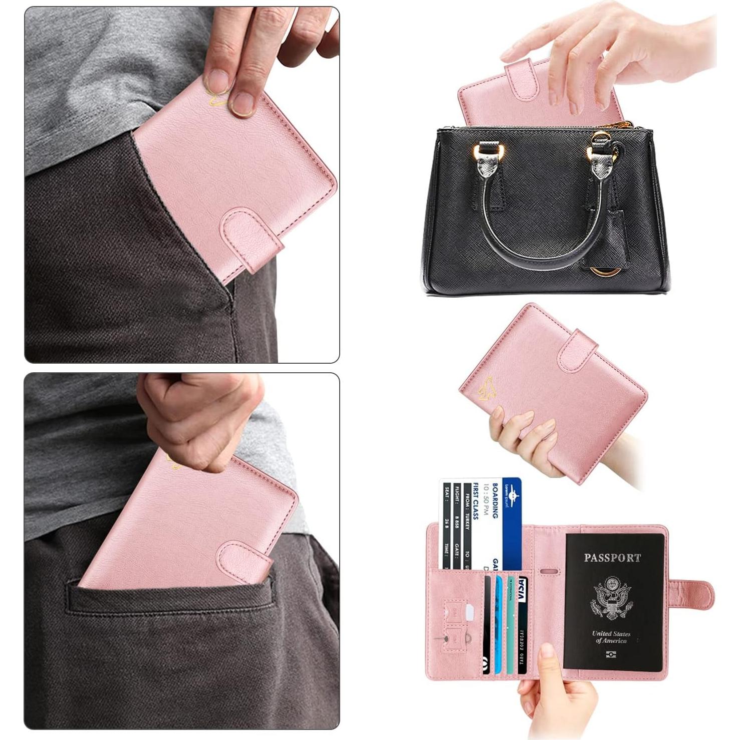 Funda de Pasaporte WALNEW RFID con Hebilla Magnética