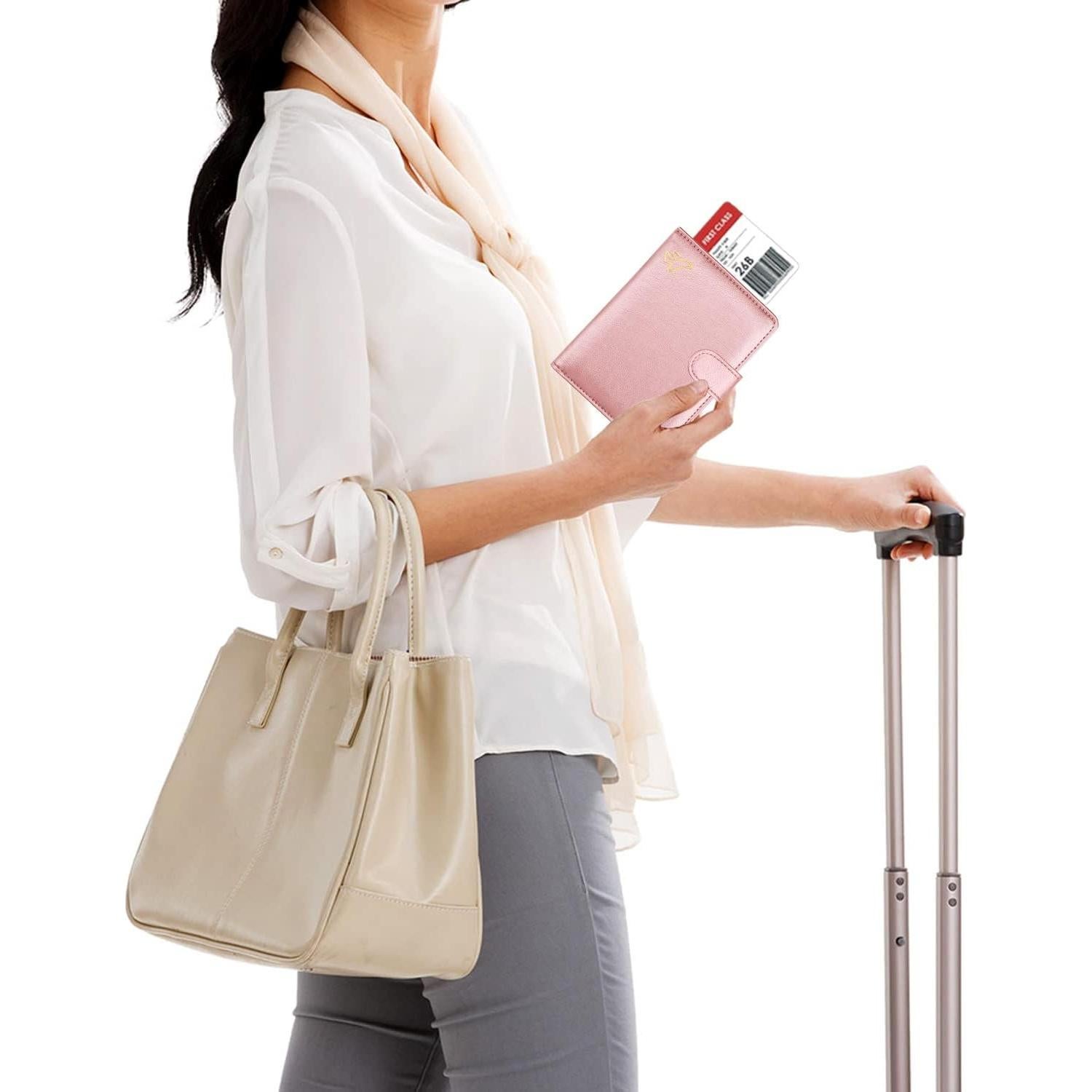 Funda de Pasaporte WALNEW RFID con Hebilla Magnética