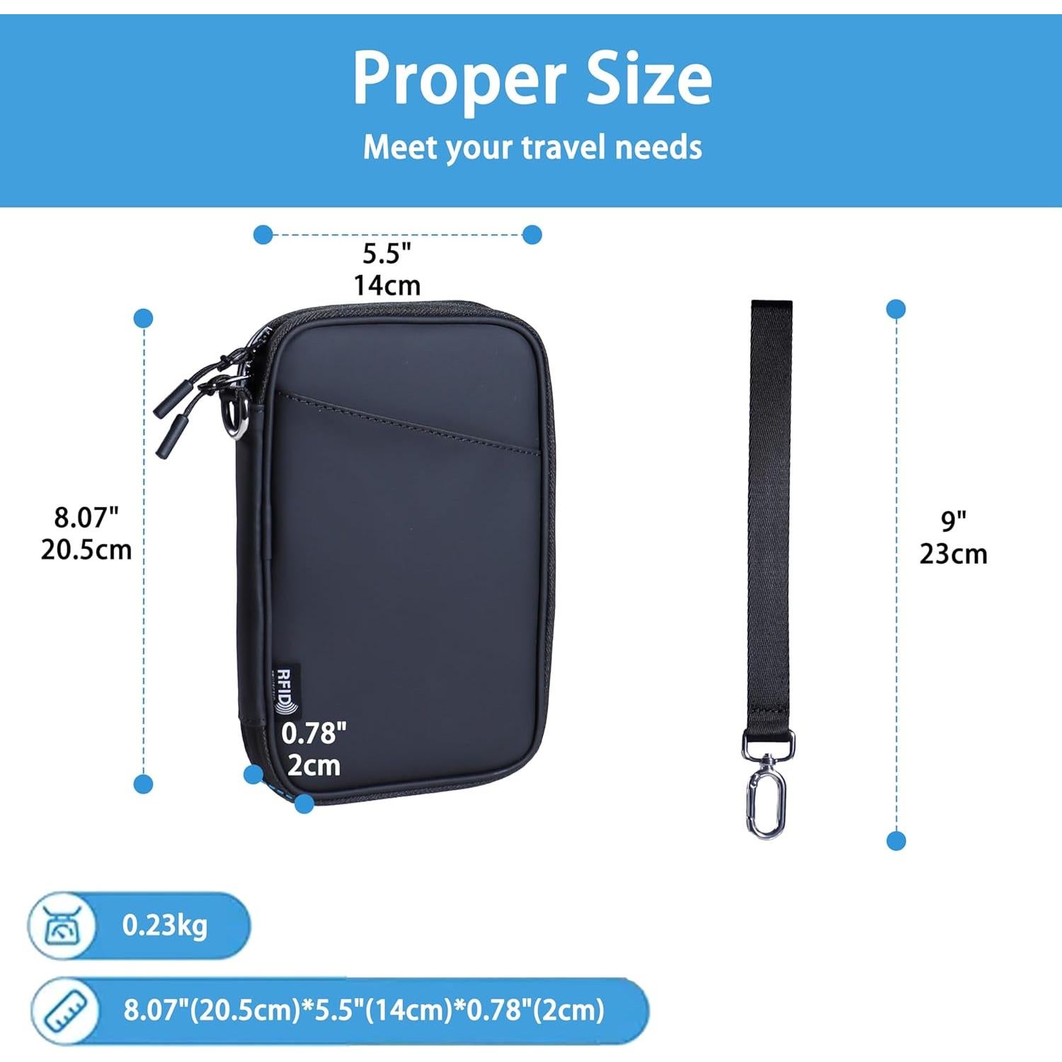 Billetera de Pasaporte Familiar BOLSA de GREEN Negra RFID
