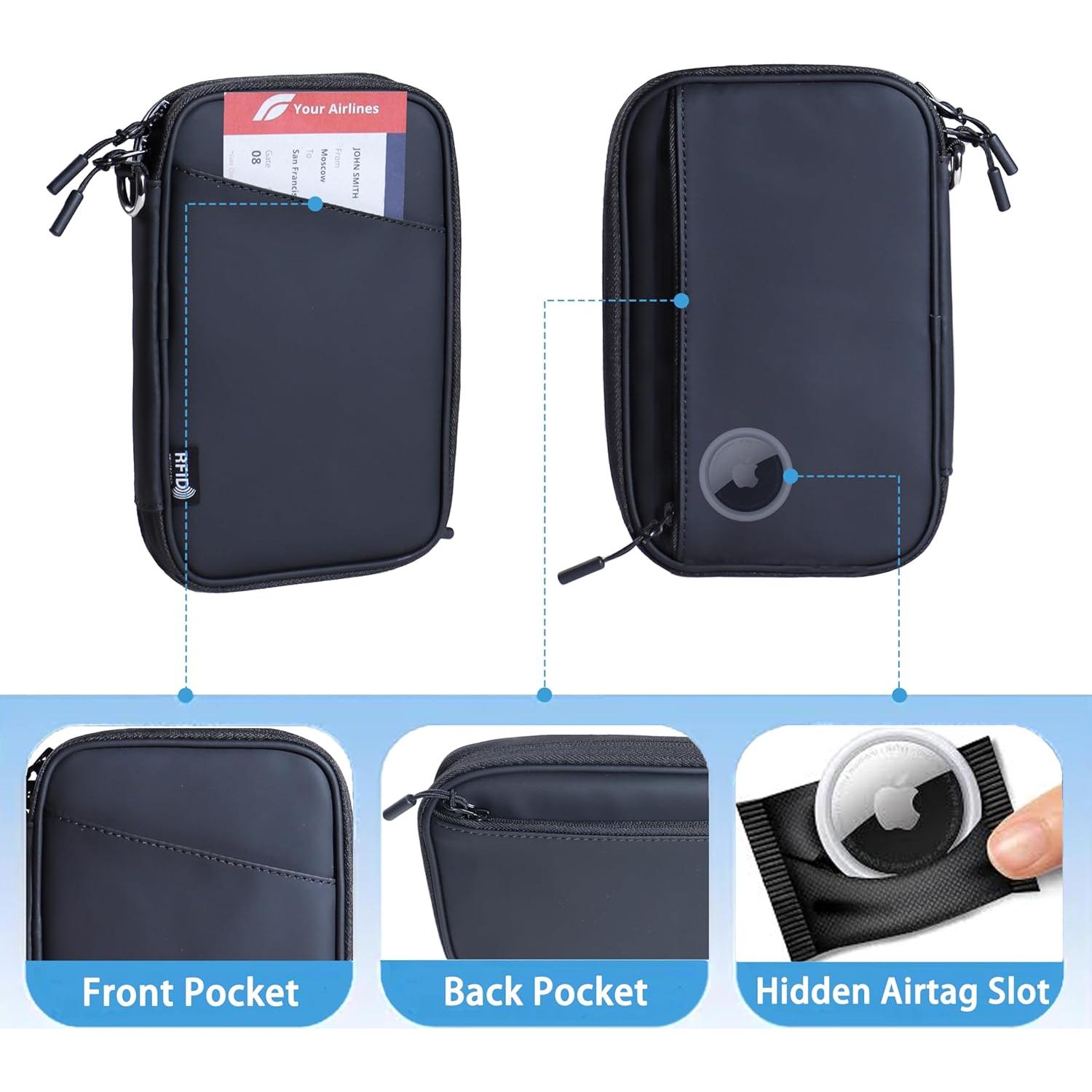 Billetera de Pasaporte Familiar BOLSA de GREEN Negra RFID