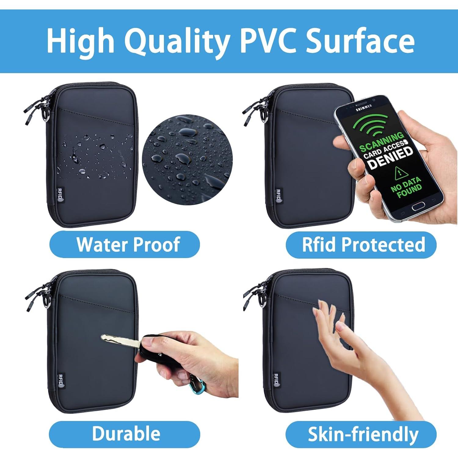 Billetera de Pasaporte Familiar BOLSA de GREEN Negra RFID