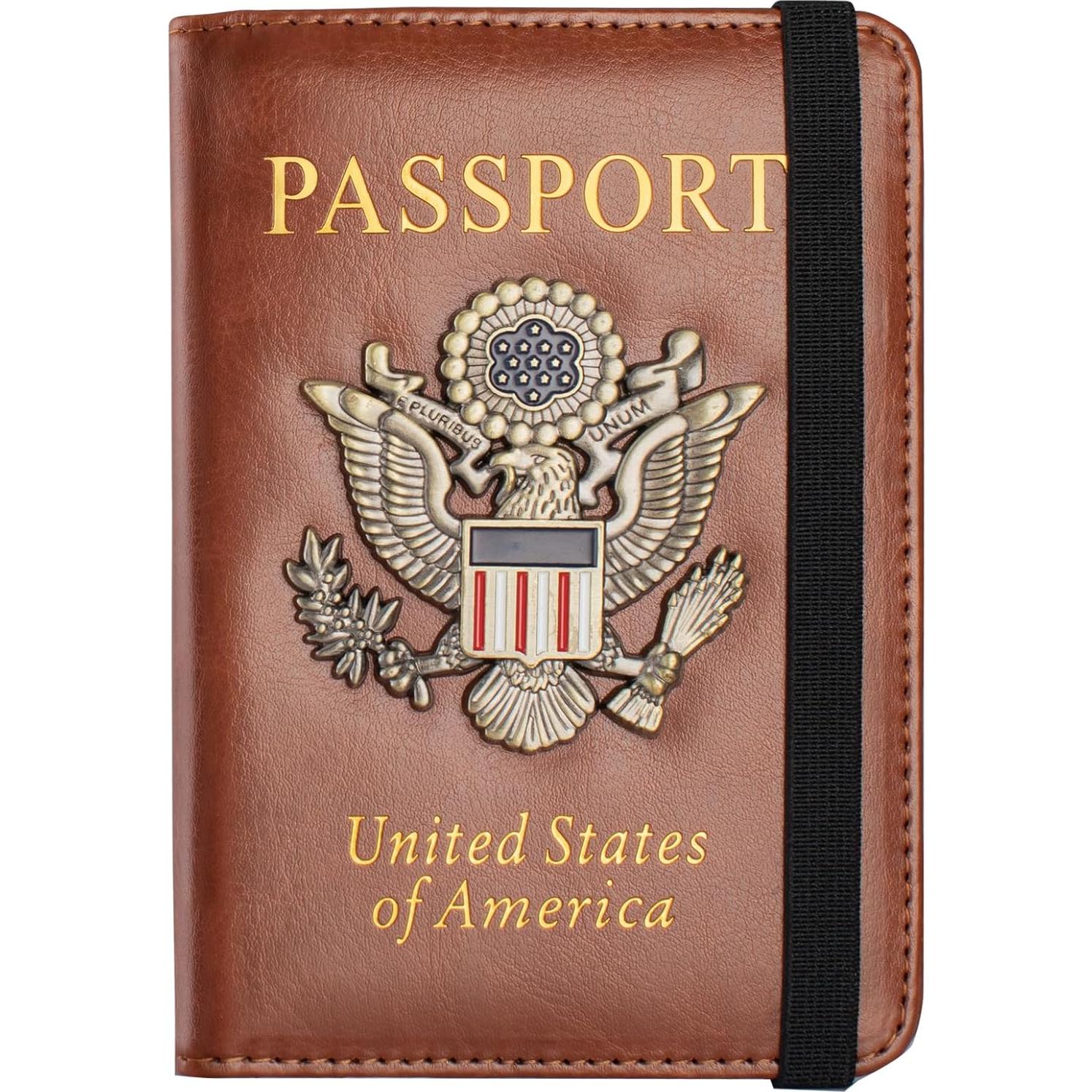 Funda de Pasaporte RFID Marrón con Organizador de Tarjetas