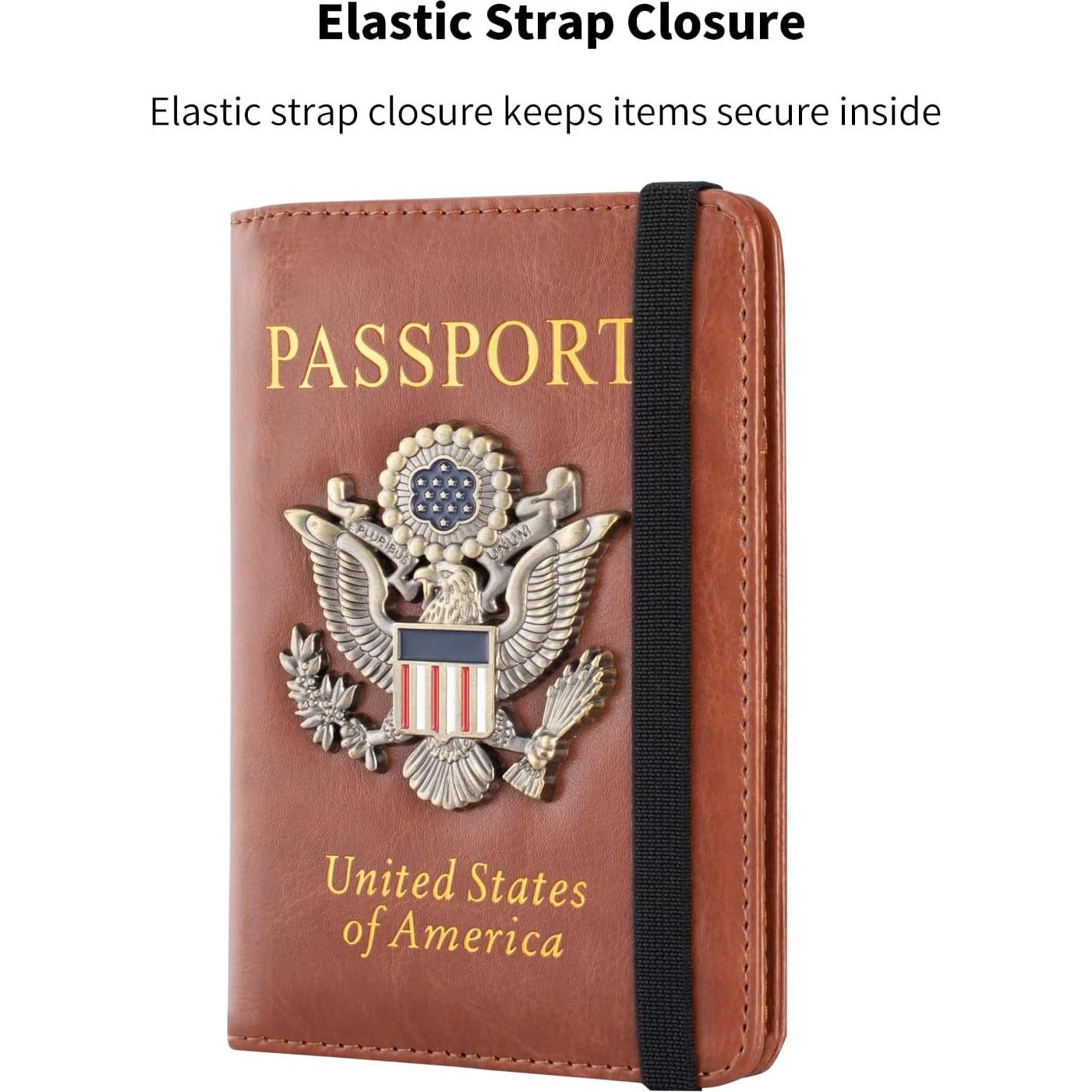 Funda de Pasaporte RFID Marrón con Organizador de Tarjetas