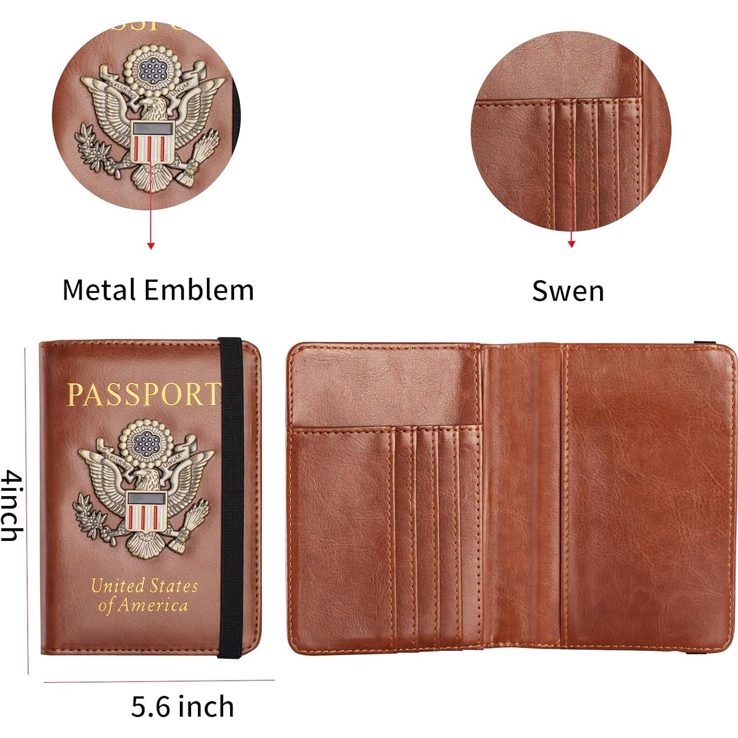 Funda de Pasaporte RFID Marrón con Organizador de Tarjetas