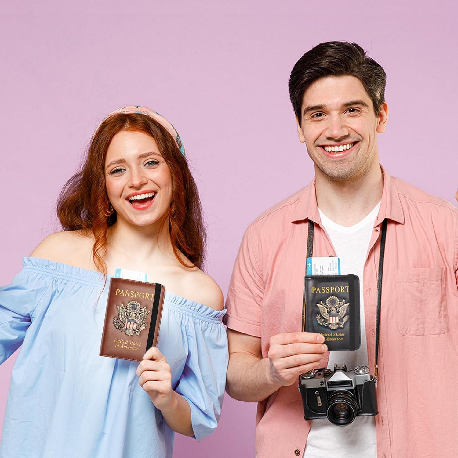 Funda de Pasaporte RFID Marrón con Organizador de Tarjetas