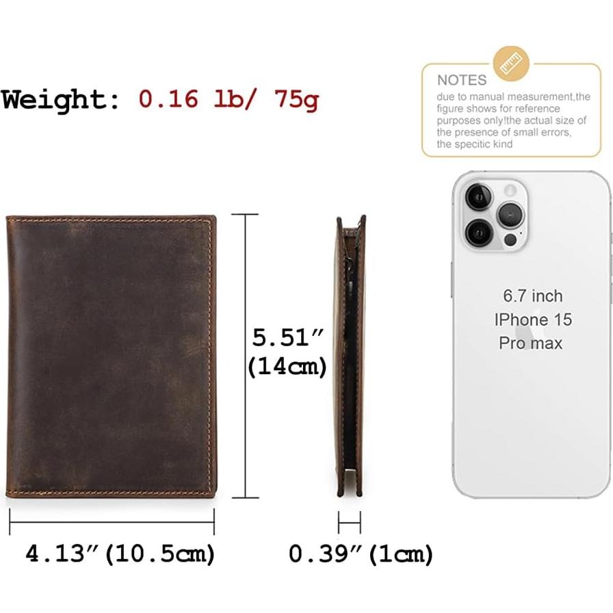 Portafolio de Pasaporte de Cuero Crazy Horse CONTACT'S RFID