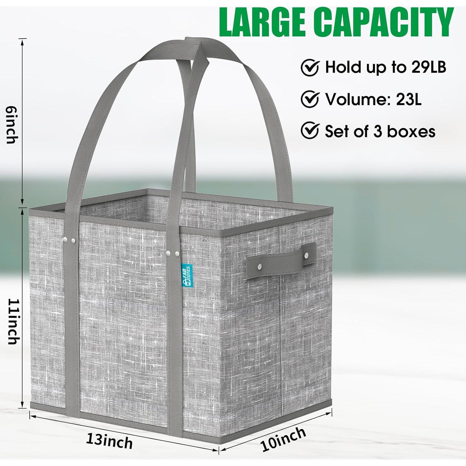 Bolsas de Compras Reutilizables Fab Totes 3 PCS Gris 23L