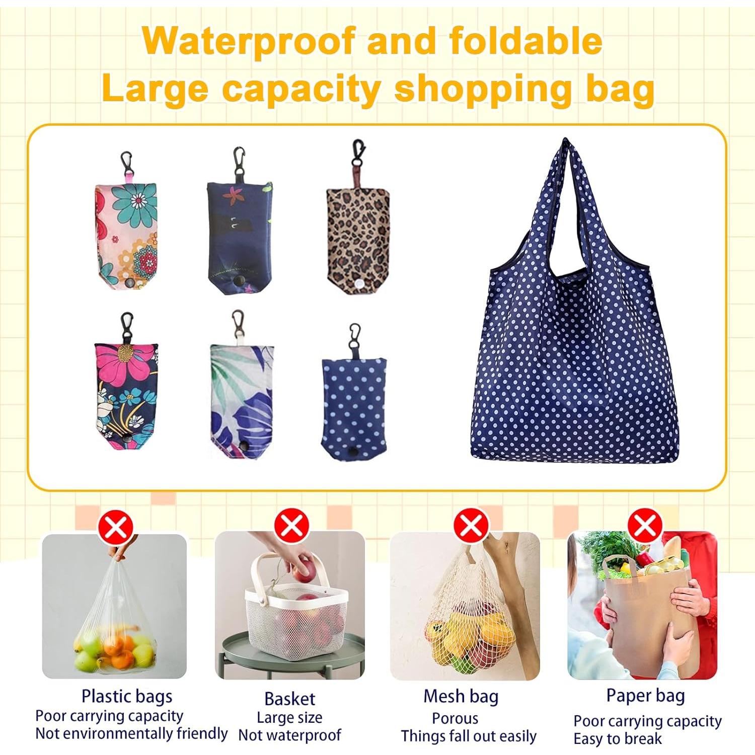 6 Bolsas de Compras Reutilizables Plegables PENGJINYU Ecológicas