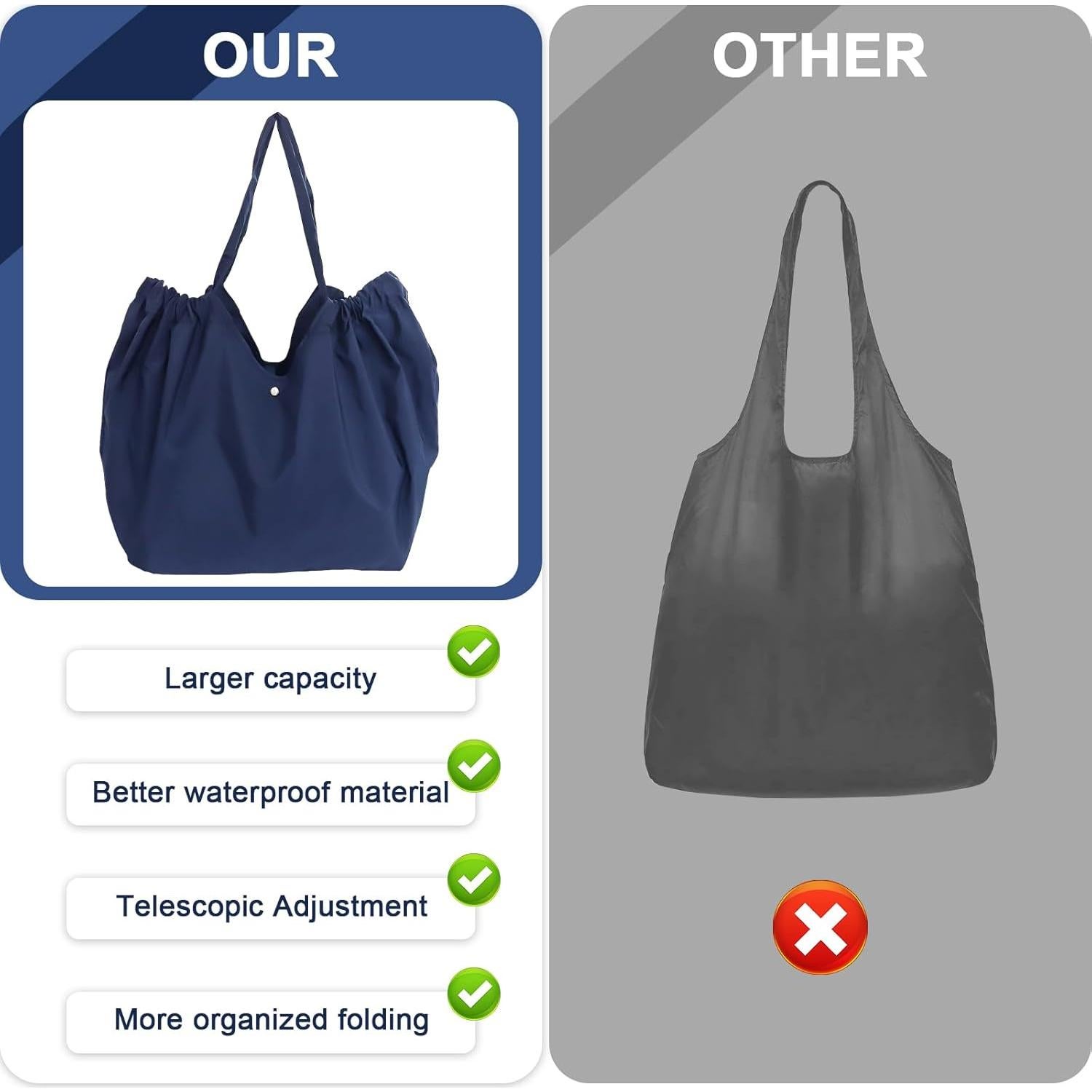 Bolsas de Compras Reutilizables Ecológicas Azul 20kg Plegables