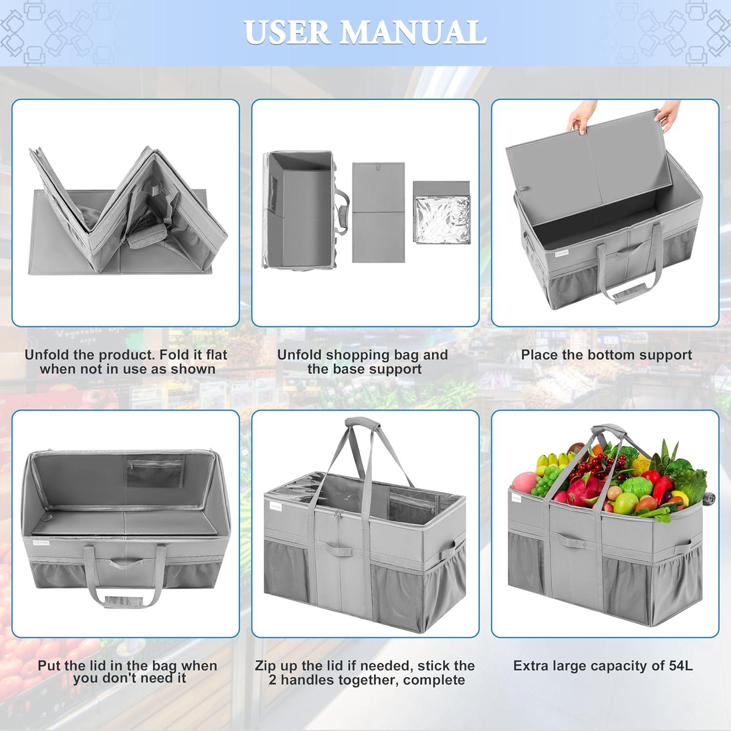 Bolsa de Compras Reutilizable LUVHOMEE Extra Grande 54L