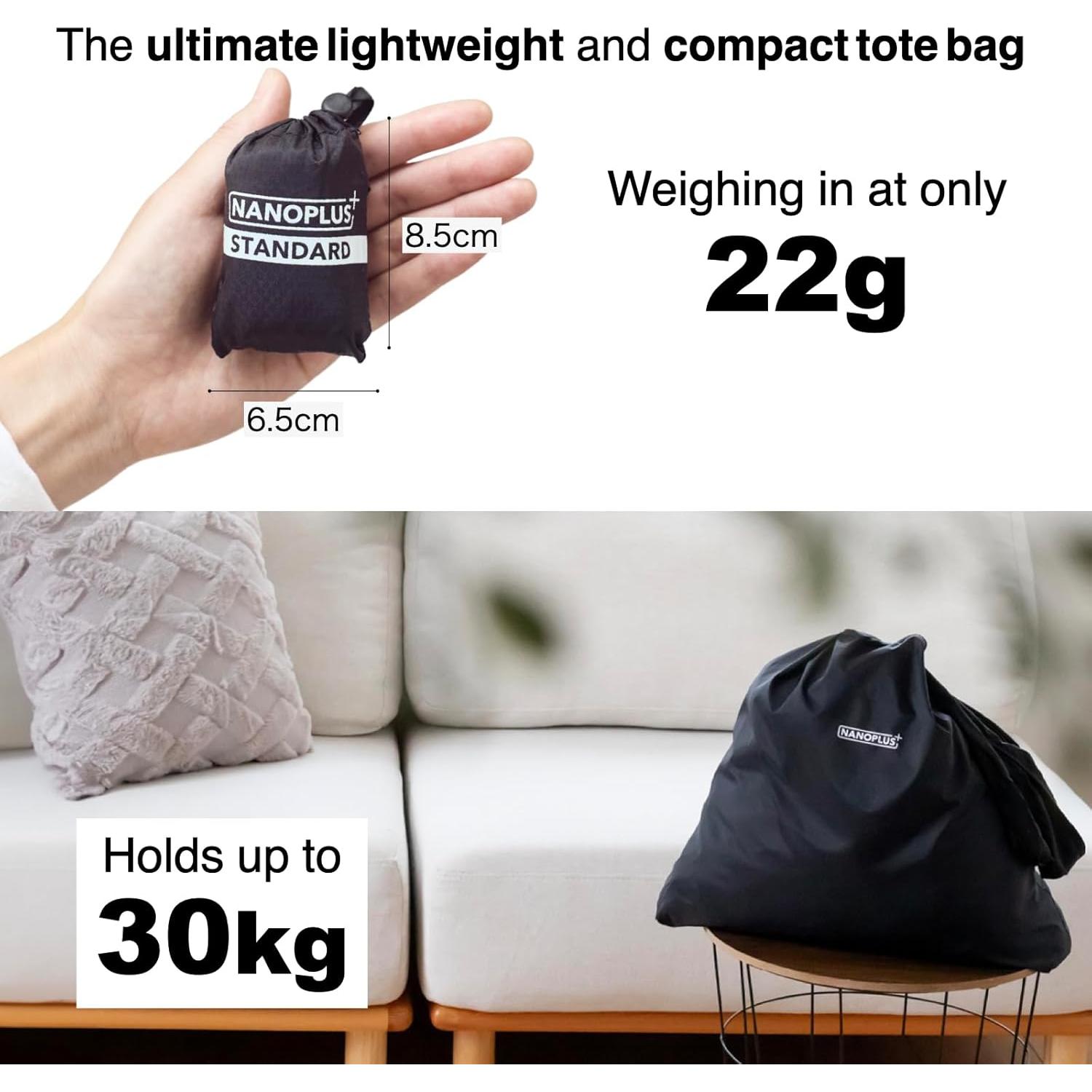 Bolsa de Compras Reutilizable NANOPLUS 19L Plegable Negra