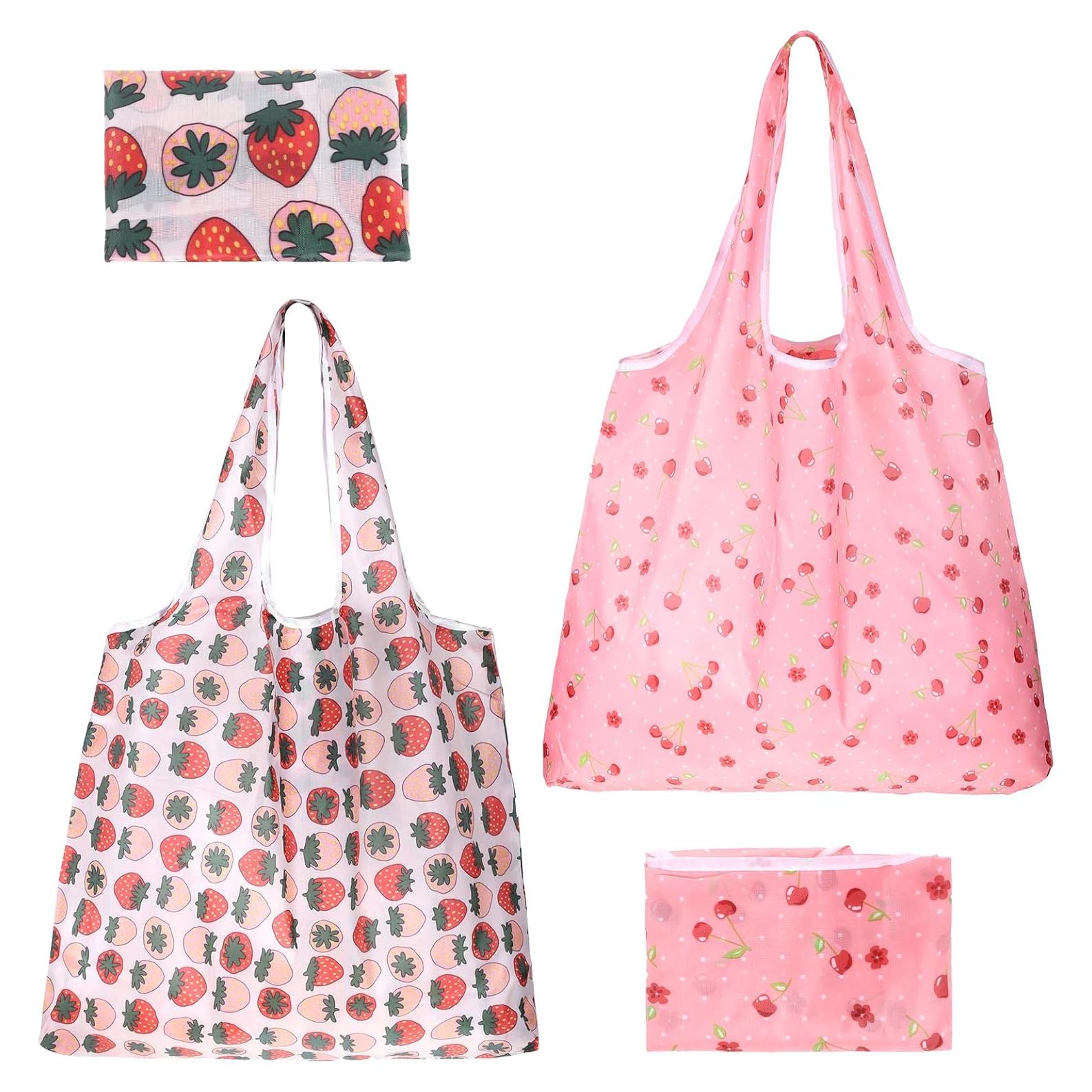 2 Bolsas de Compras Reutilizables YBEATY Plegables Rosa
