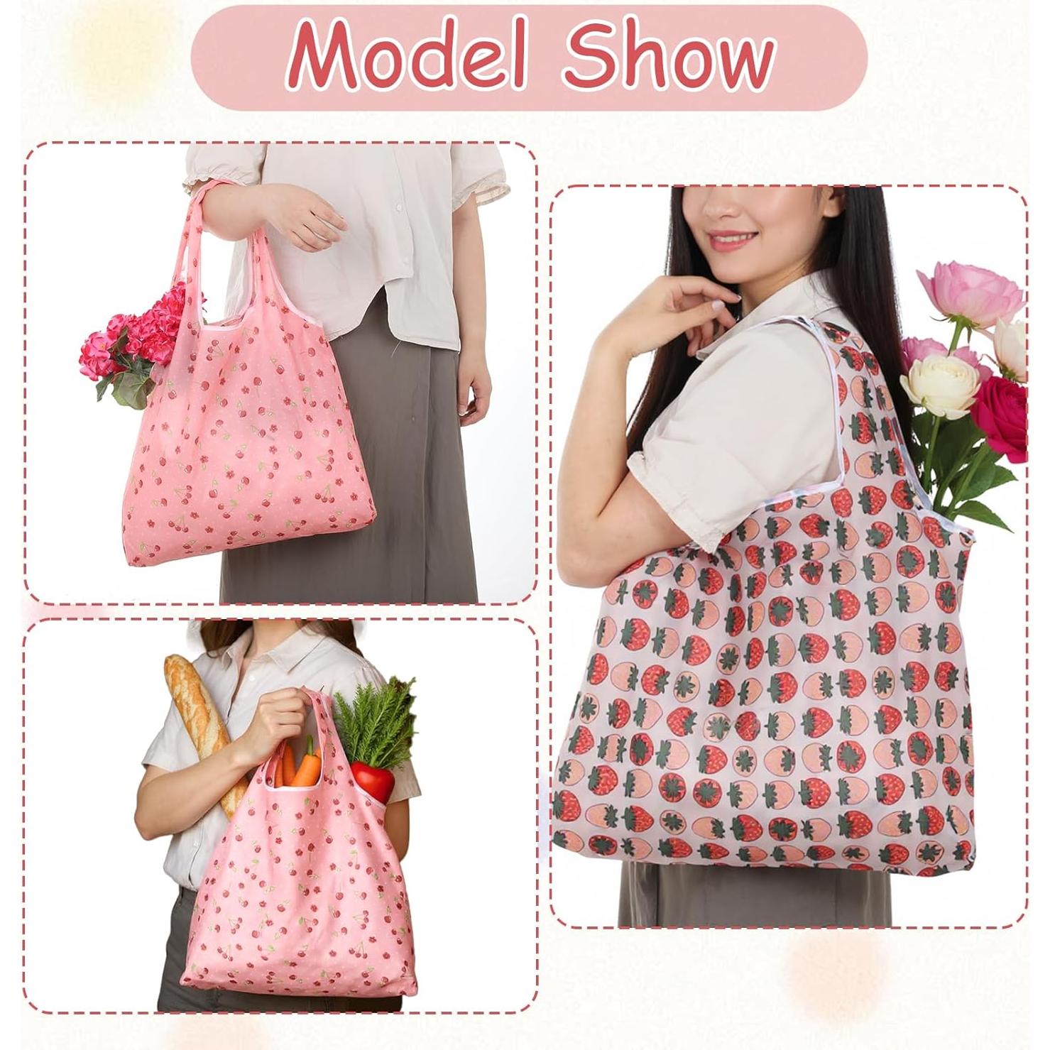 2 Bolsas de Compras Reutilizables YBEATY Plegables Rosa