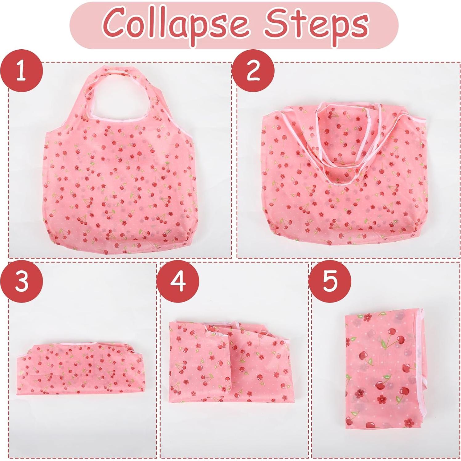 2 Bolsas de Compras Reutilizables YBEATY Plegables Rosa