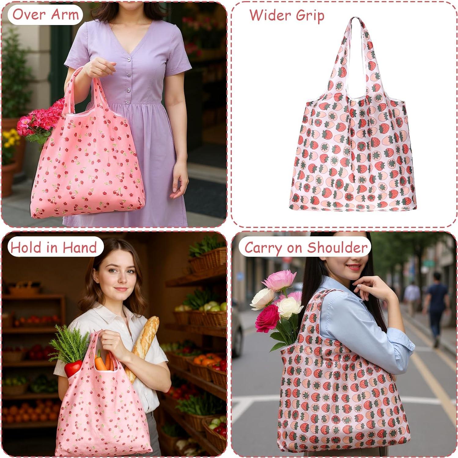 2 Bolsas de Compras Reutilizables YBEATY Plegables Rosa