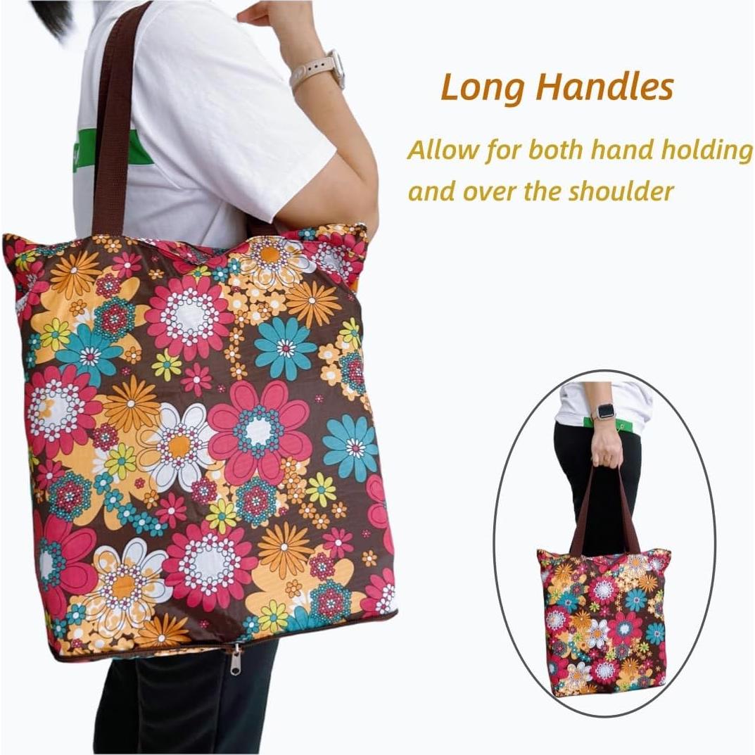 Bolsas de Compras Reutilizables Konish 2 Piezas Floral 40.6x39.1 cm