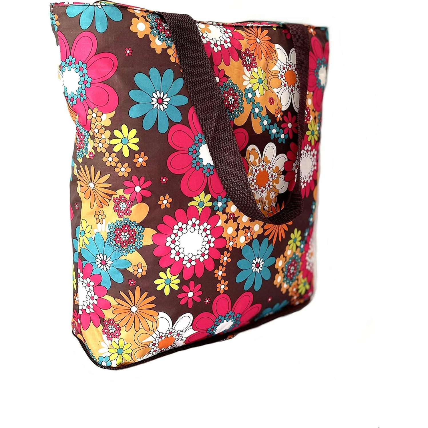 Bolsas de Compras Reutilizables Konish 2 Piezas Floral 40.6x39.1 cm