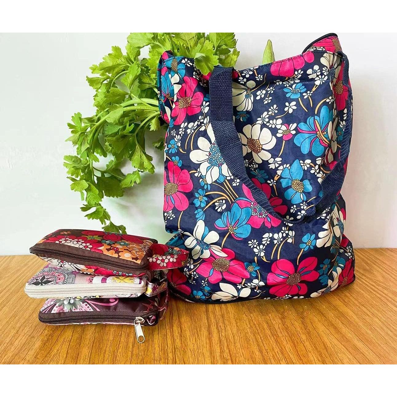 Bolsas de Compras Reutilizables Konish 2 Piezas Floral 40.6x39.1 cm