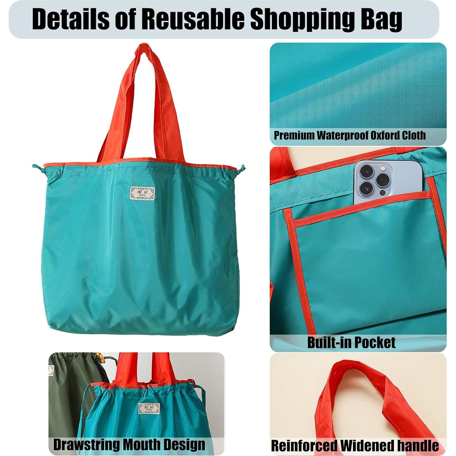 Paquete de 4 Bolsas de Compras Reutilizables XKE-X 24L
