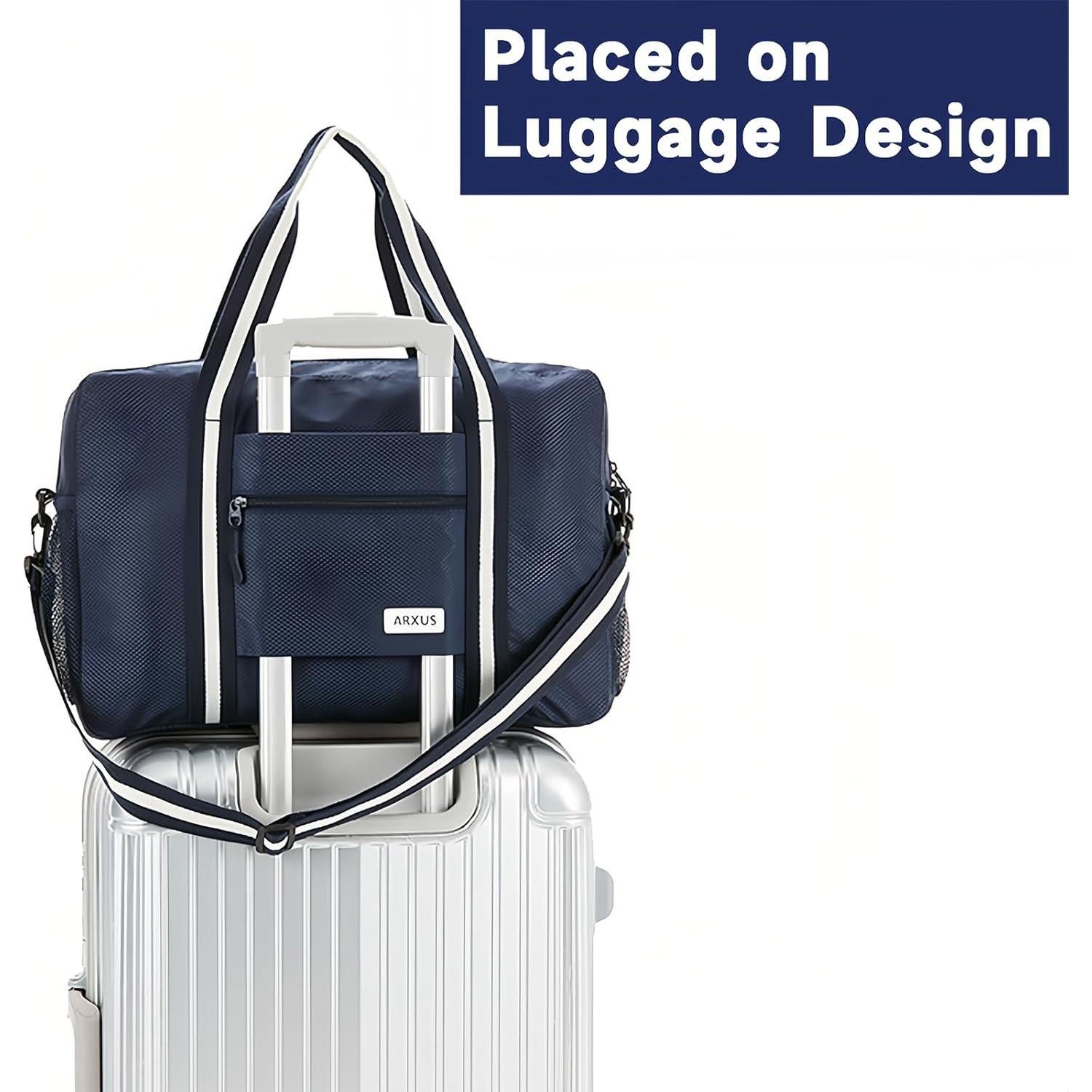 Bolsa de viaje Arxus plegable 25L resistente al agua azul marino