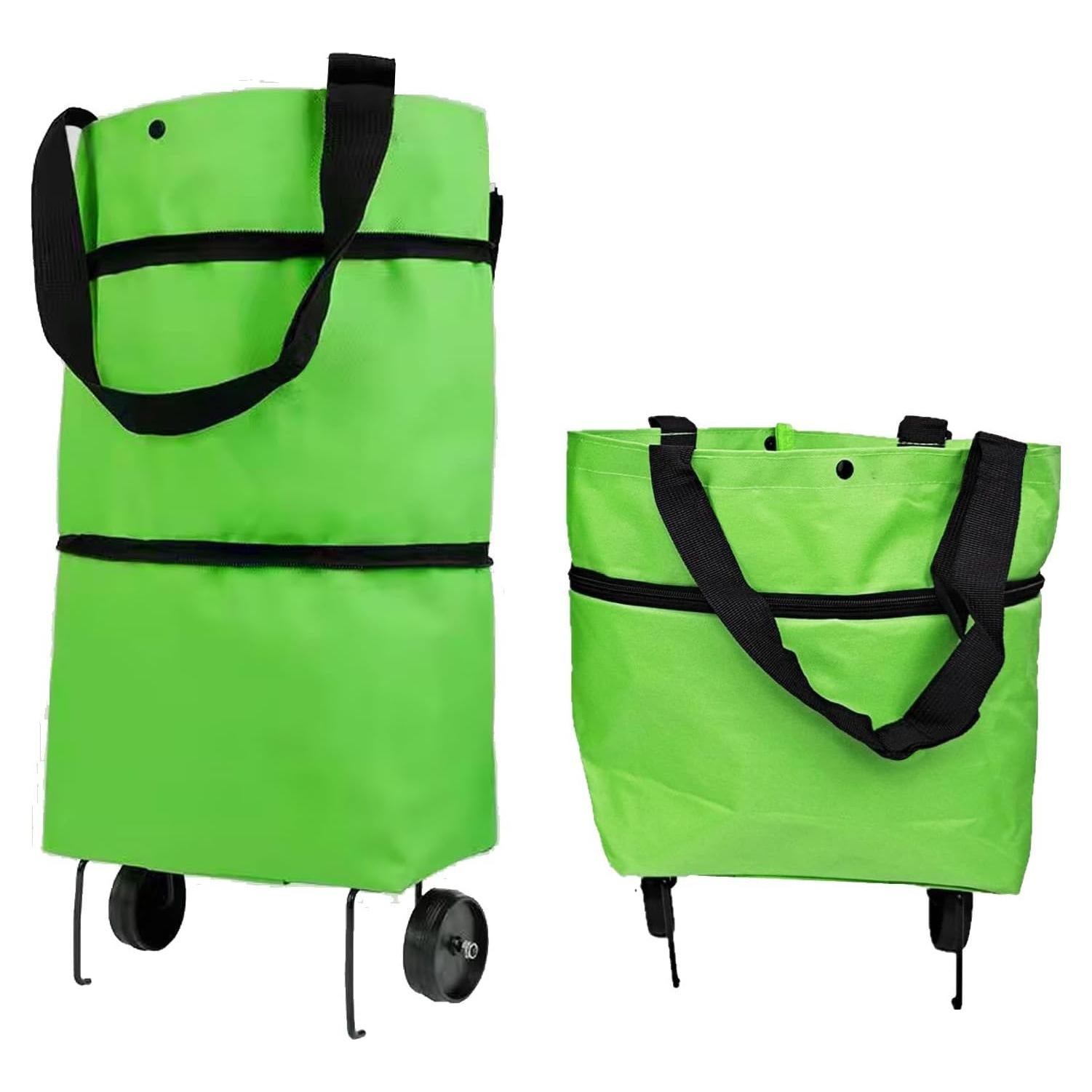 Bolsa de Compras Plegable con Ruedas Vikooyes Verde Grande
