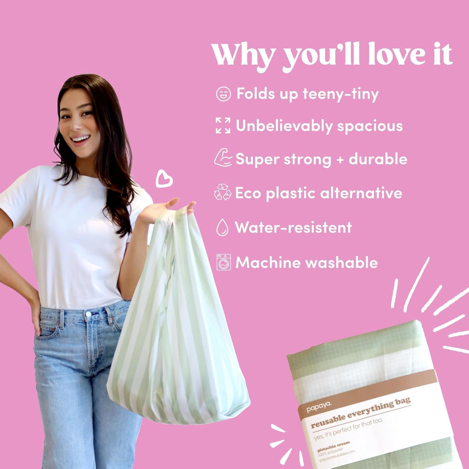 Bolsa Reutilizable Ecológica Papaya - Paquete de 3 Crema Pistacho