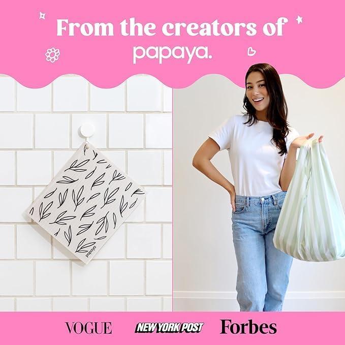 Bolsa Reutilizable Ecológica Papaya - Paquete de 3 Crema Pistacho