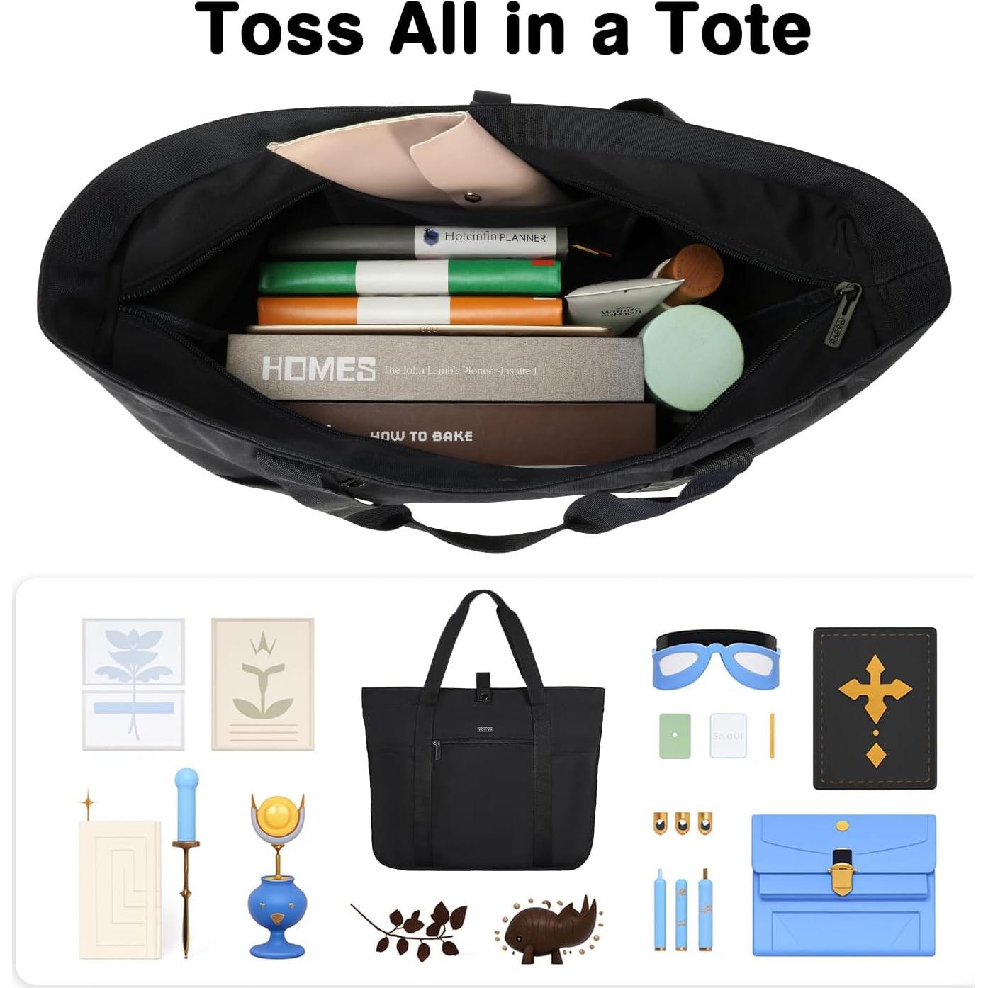 Bolsa Tote Voova Negra Plegable 51x35x15cm para Mujeres