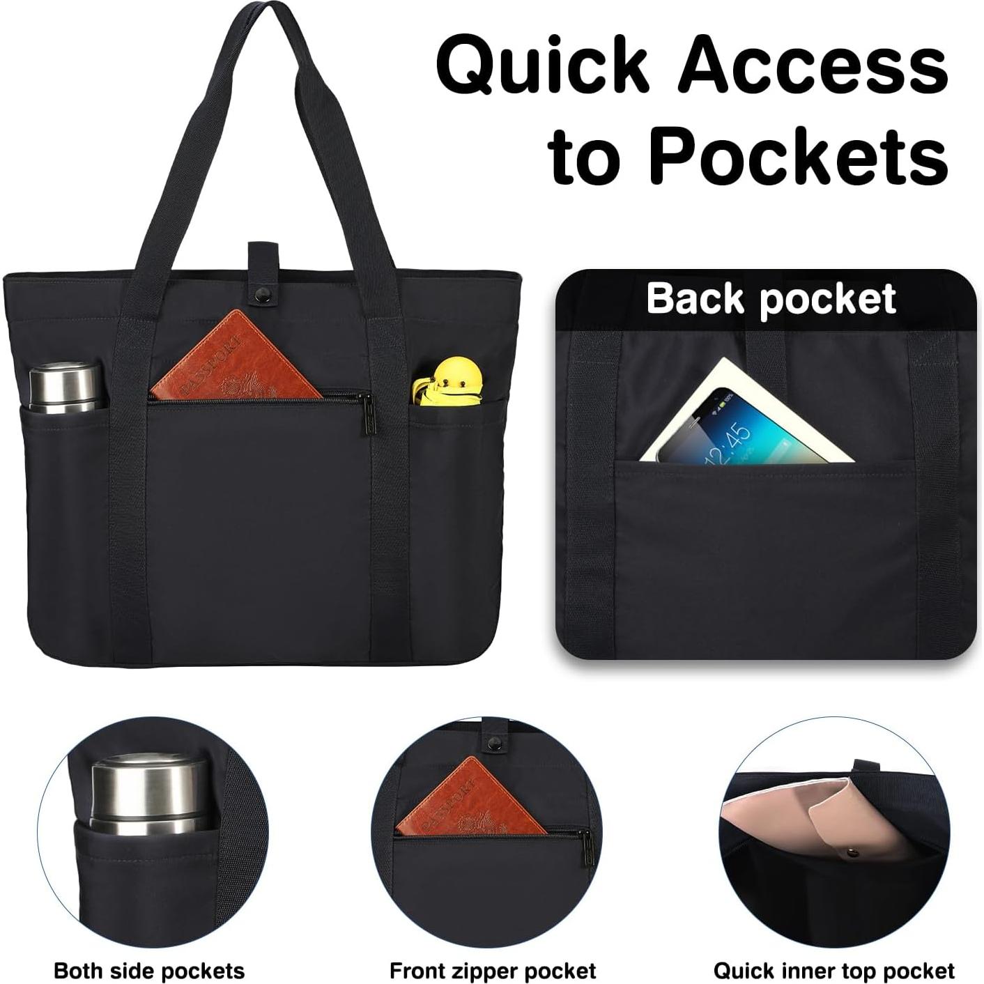 Bolsa Tote Voova Negra Plegable 51x35x15cm para Mujeres