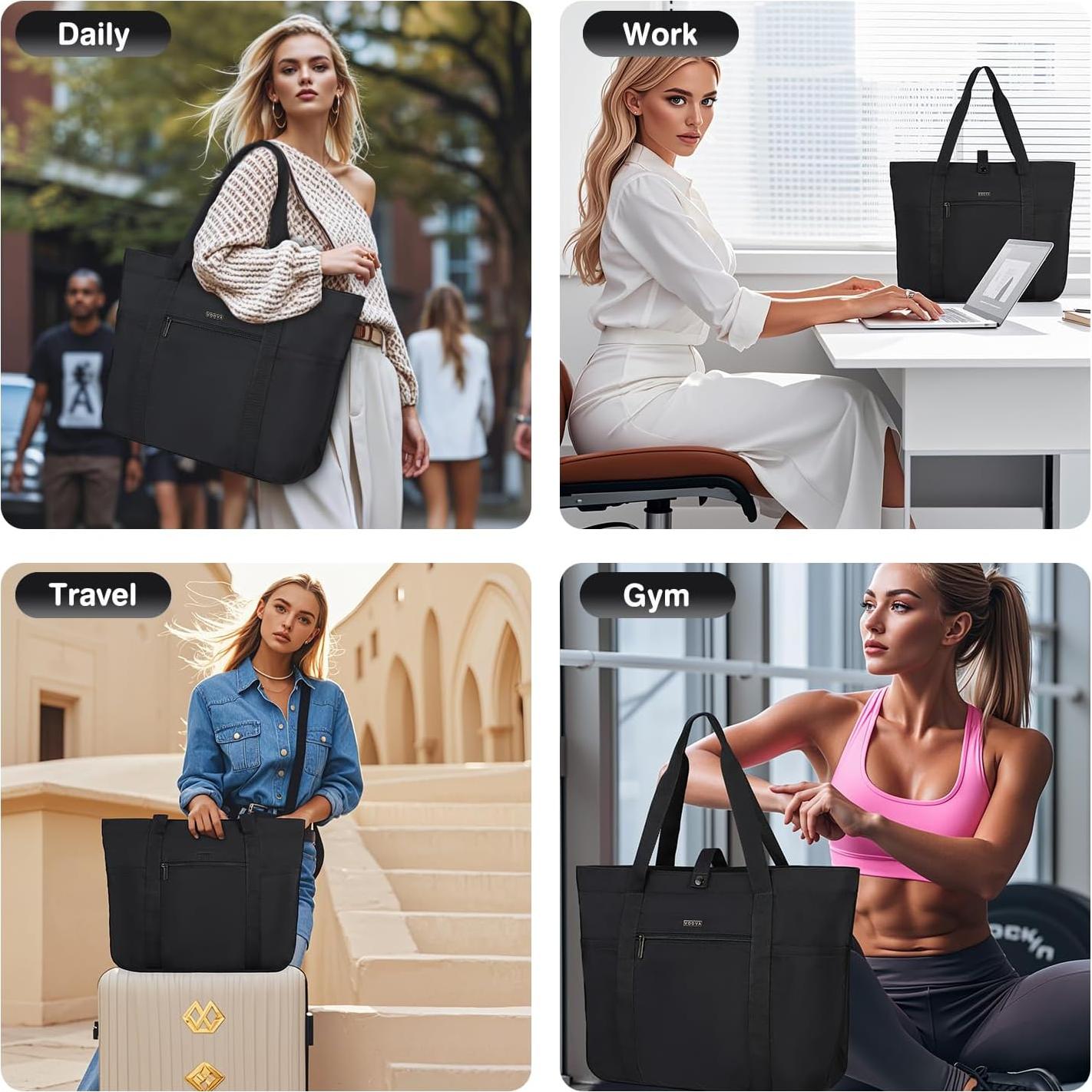 Bolsa Tote Voova Negra Plegable 51x35x15cm para Mujeres