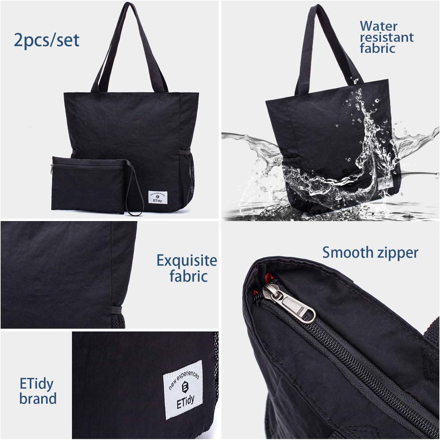 Bolsa de mano plegable ETidy negra impermeable 37x11x39cm