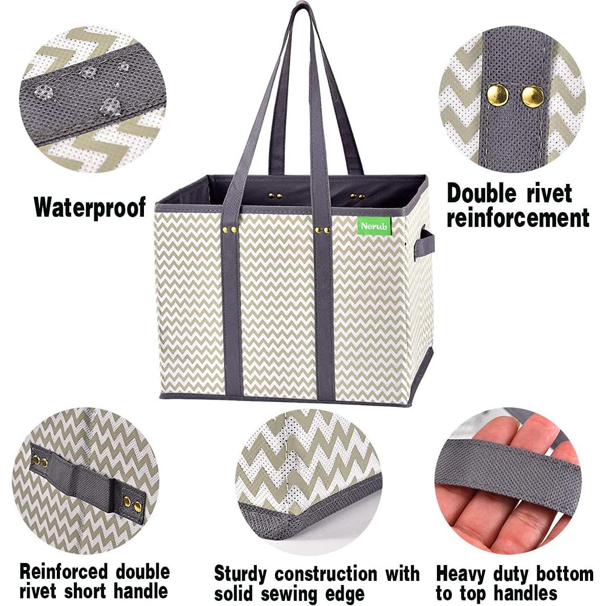 Bolsas de Compras Reutilizables NERUB - Paquete de 3 Grandes Grises