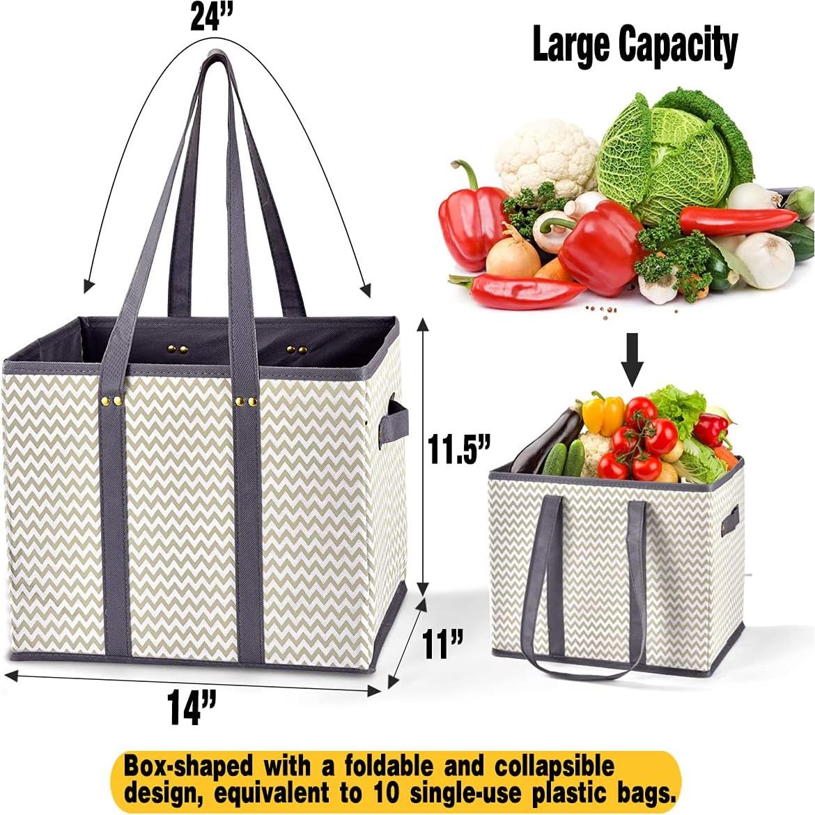 Bolsas de Compras Reutilizables NERUB - Paquete de 3 Grandes Grises