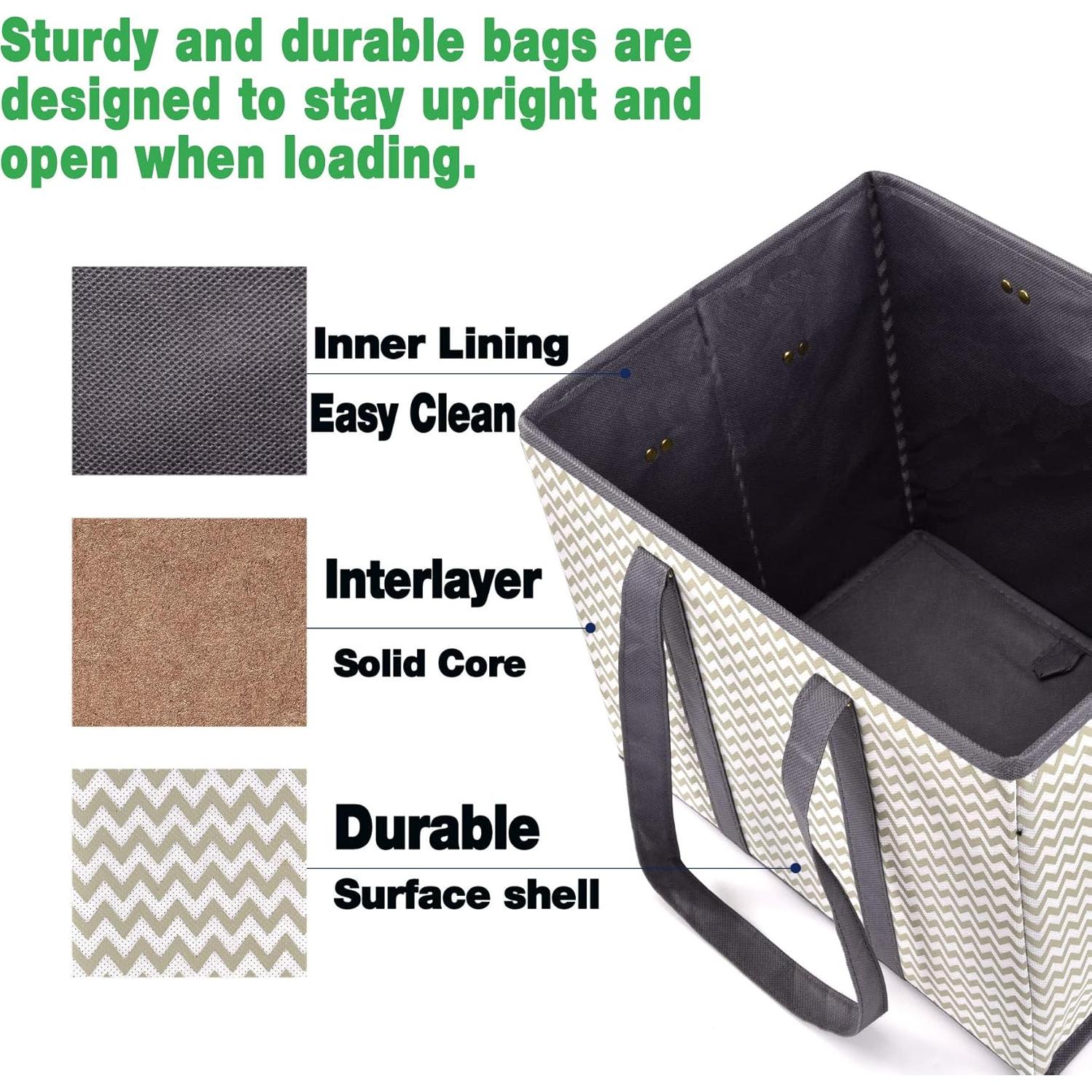 Bolsas de Compras Reutilizables NERUB - Paquete de 3 Grandes Grises