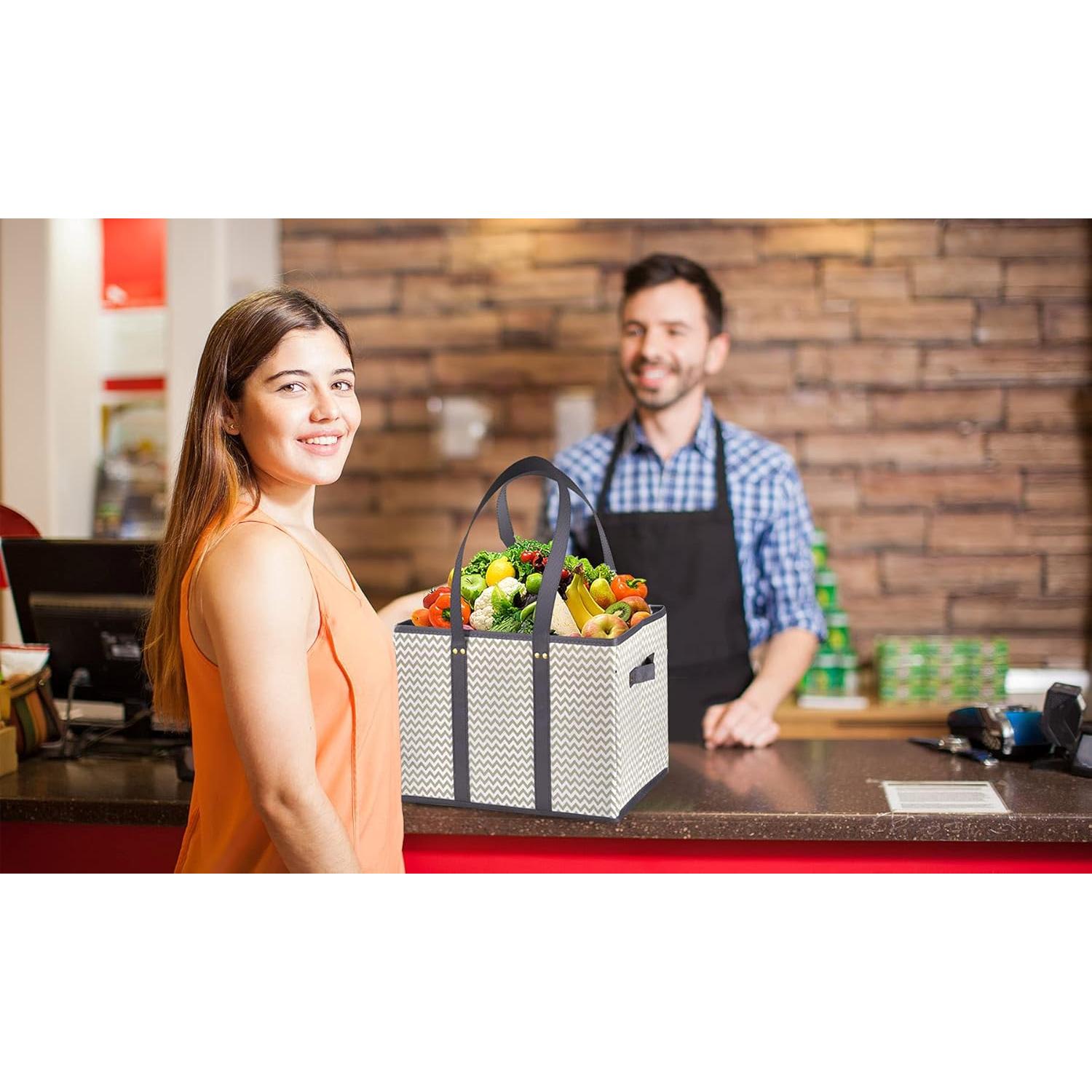 Bolsas de Compras Reutilizables NERUB - Paquete de 3 Grandes Grises