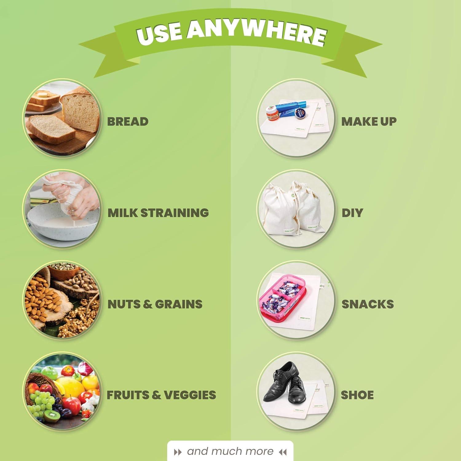 Bolsas Reutilizables de Algodón Orgánico AMOUR INFINI - Set 6