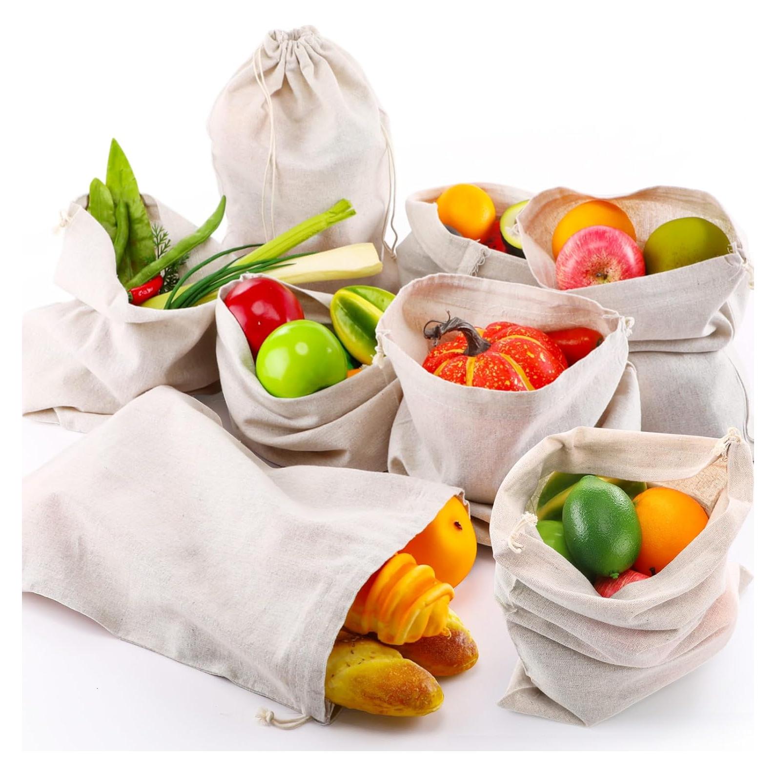 Woanger 10 Bolsas Reutilizables de Algodón 30x40 cm - X-Large