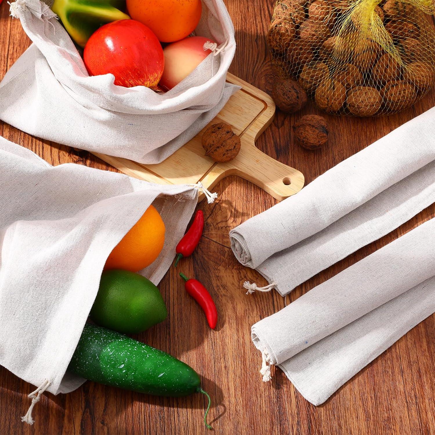 Woanger 10 Bolsas Reutilizables de Algodón 30x40 cm - X-Large