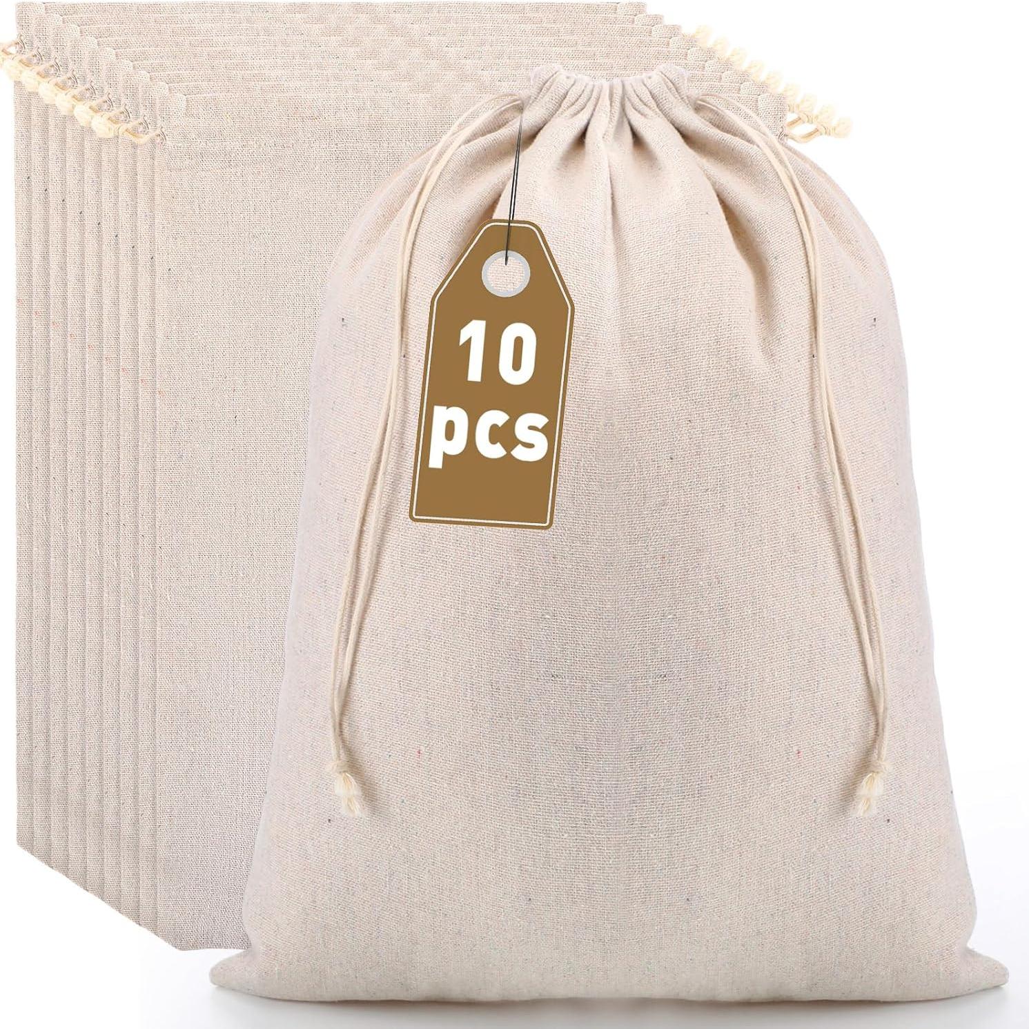 Woanger 10 Bolsas Reutilizables de Algodón 30x40 cm - X-Large